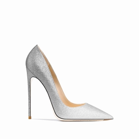 Josephine Silver-Grey Sequin Beige Bottom Heels