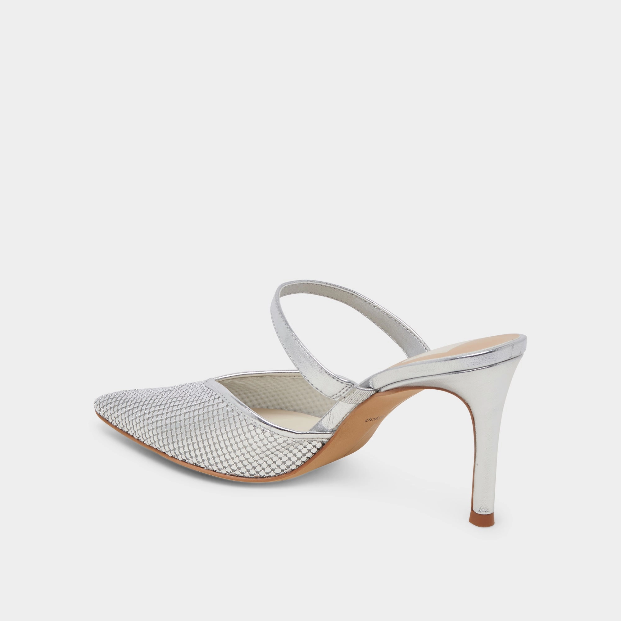 KANIKA MESH HEELS SILVER METALLIC MESH