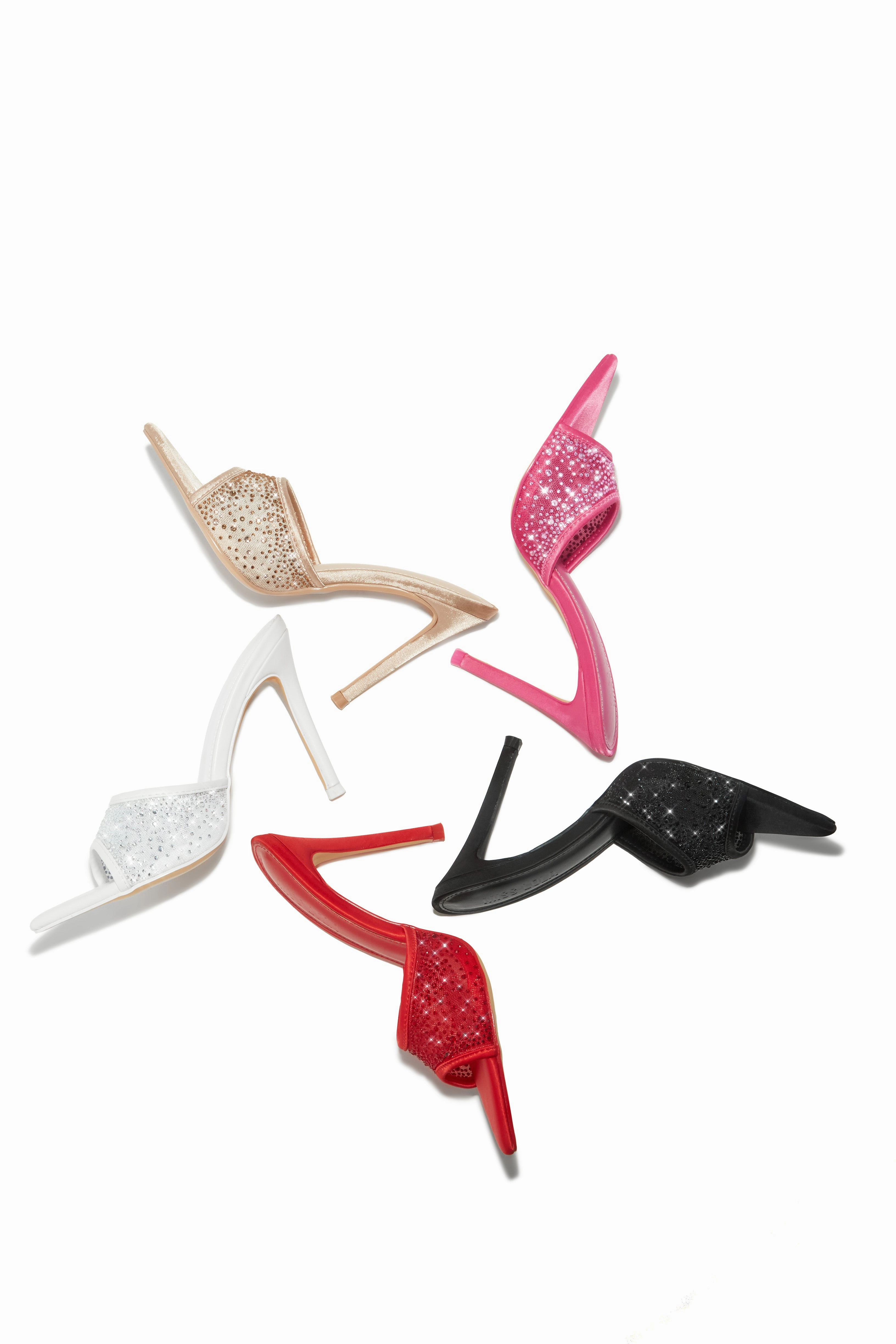 Kari Embellished High Heel Mules - Red