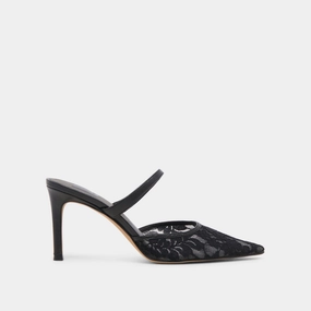 KATIK WIDE HEELS BLACK FLORAL LACE