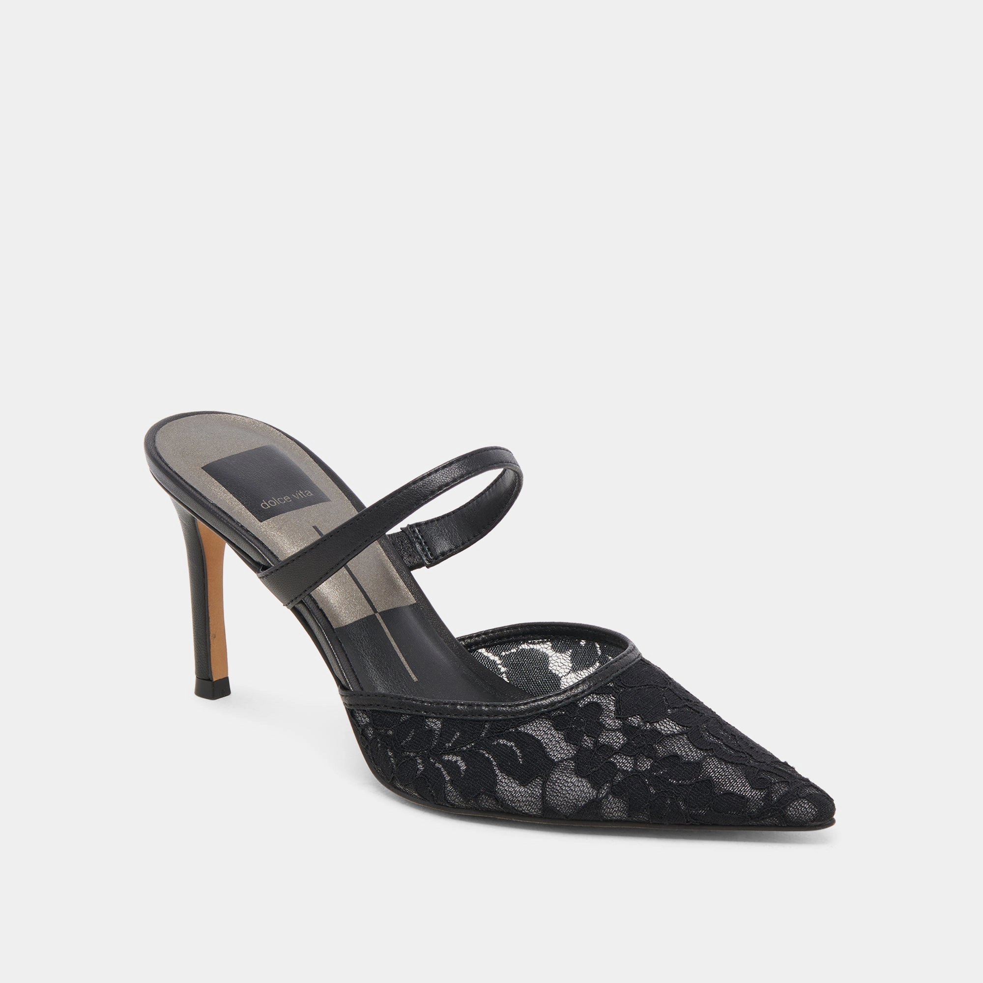 KATIK WIDE HEELS BLACK FLORAL LACE
