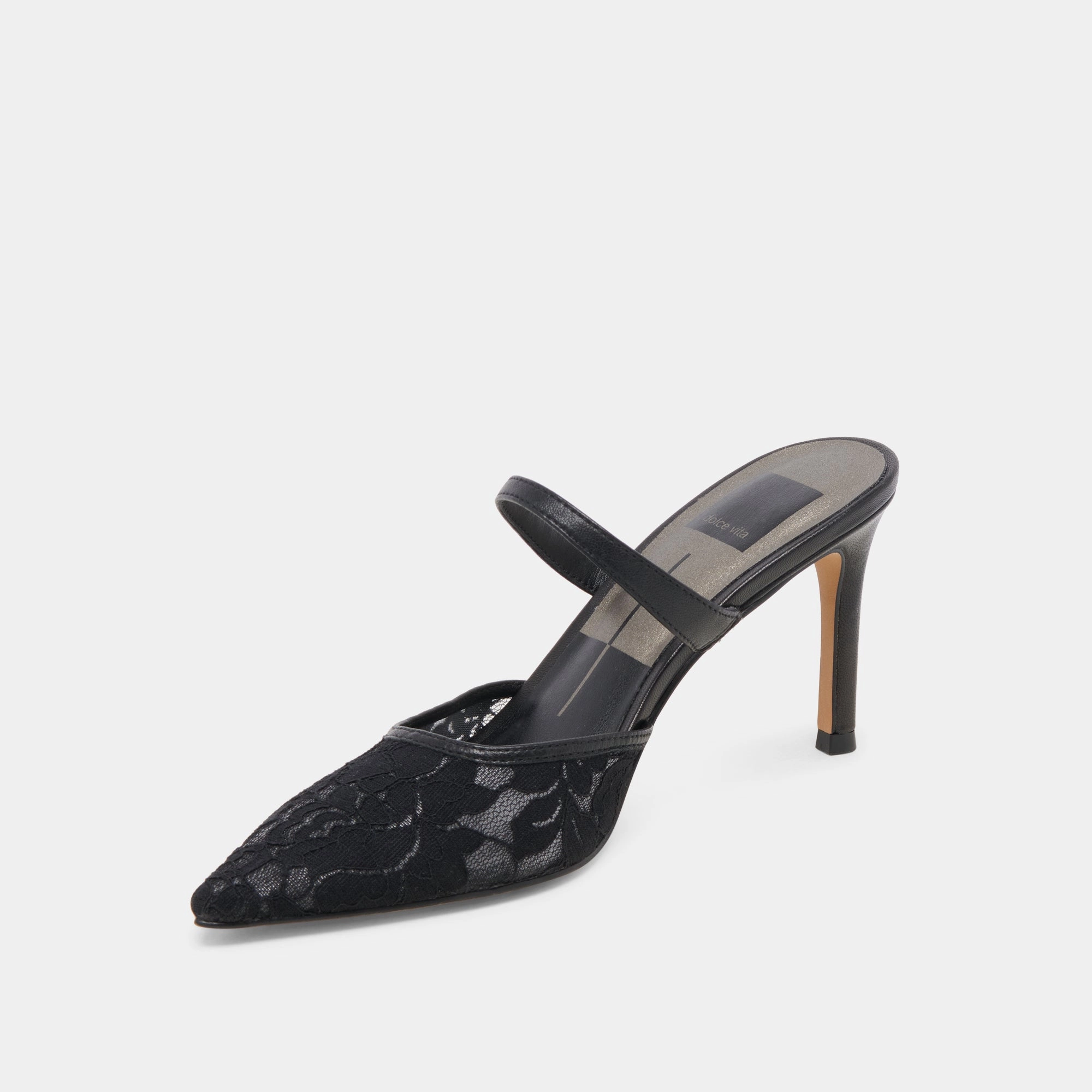 KATIK WIDE HEELS BLACK FLORAL LACE