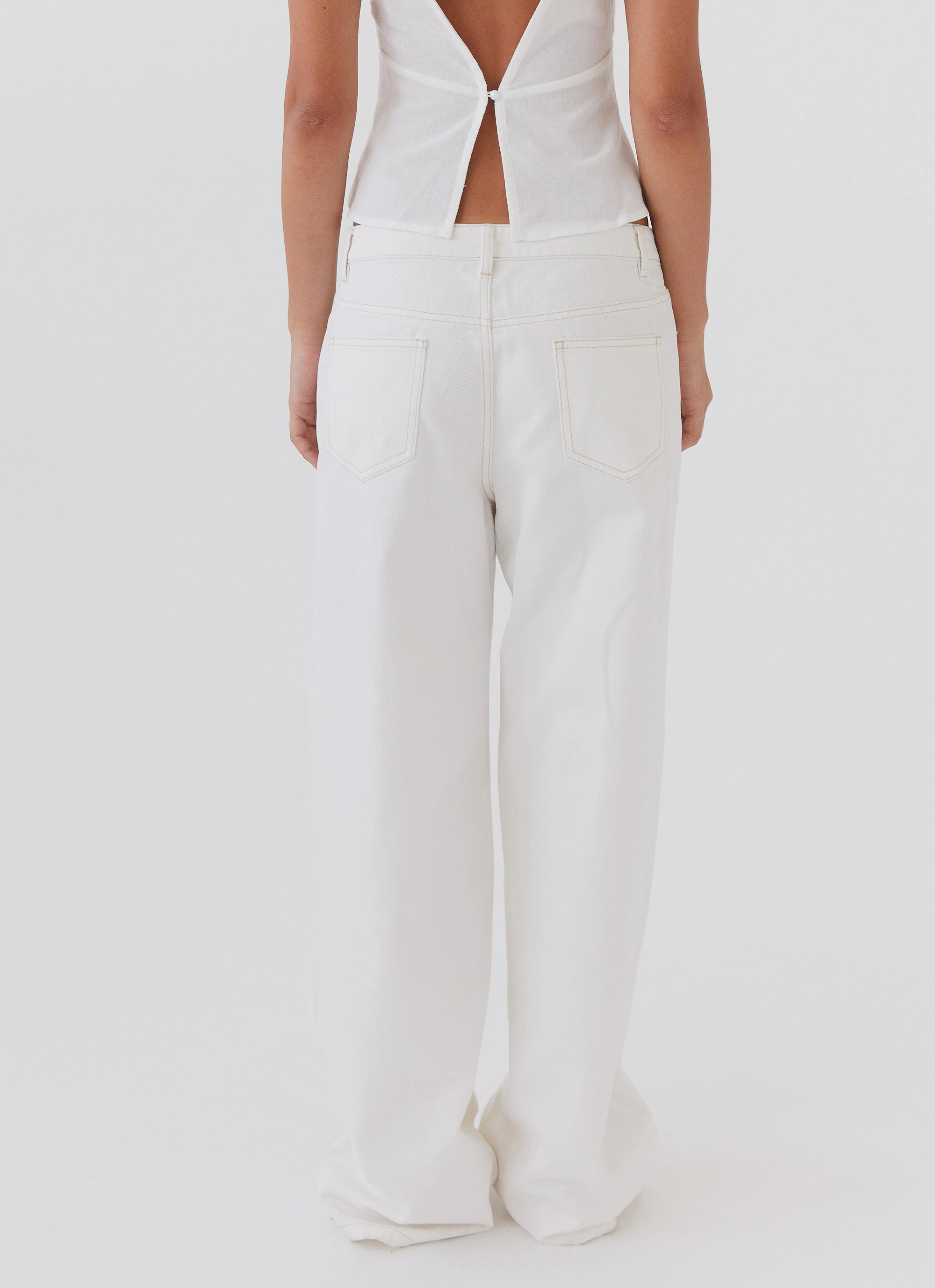 Keanna Low Rise Denim Jeans - Ivory