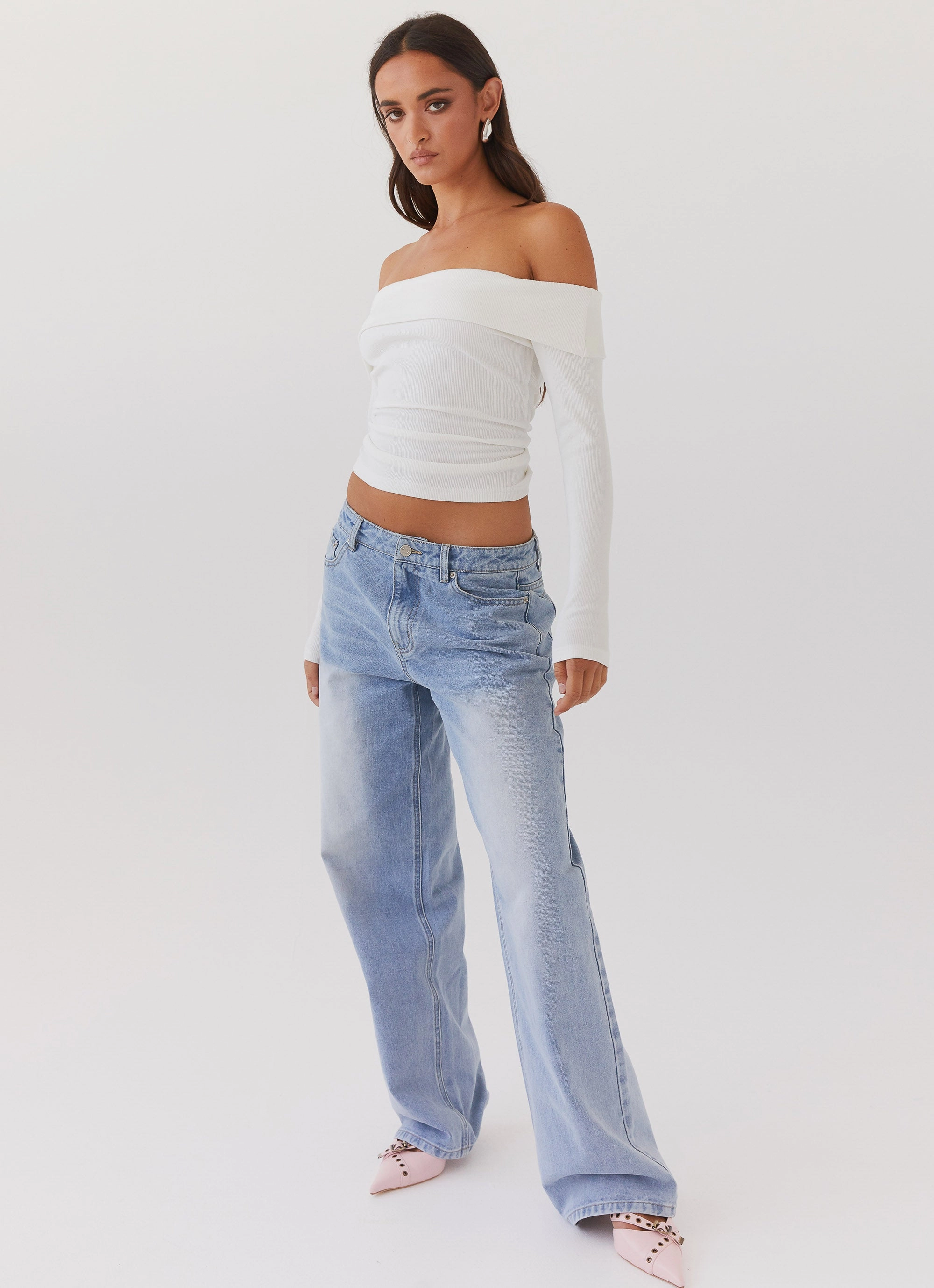 Keanna Low Rise Denim Jeans - Light Blue