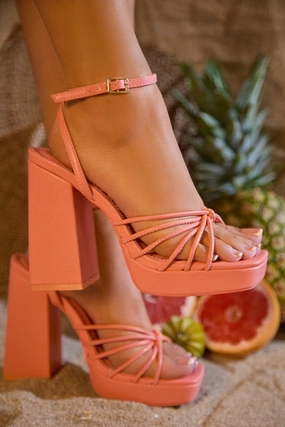 Lelia Platform Block Heels - Coral