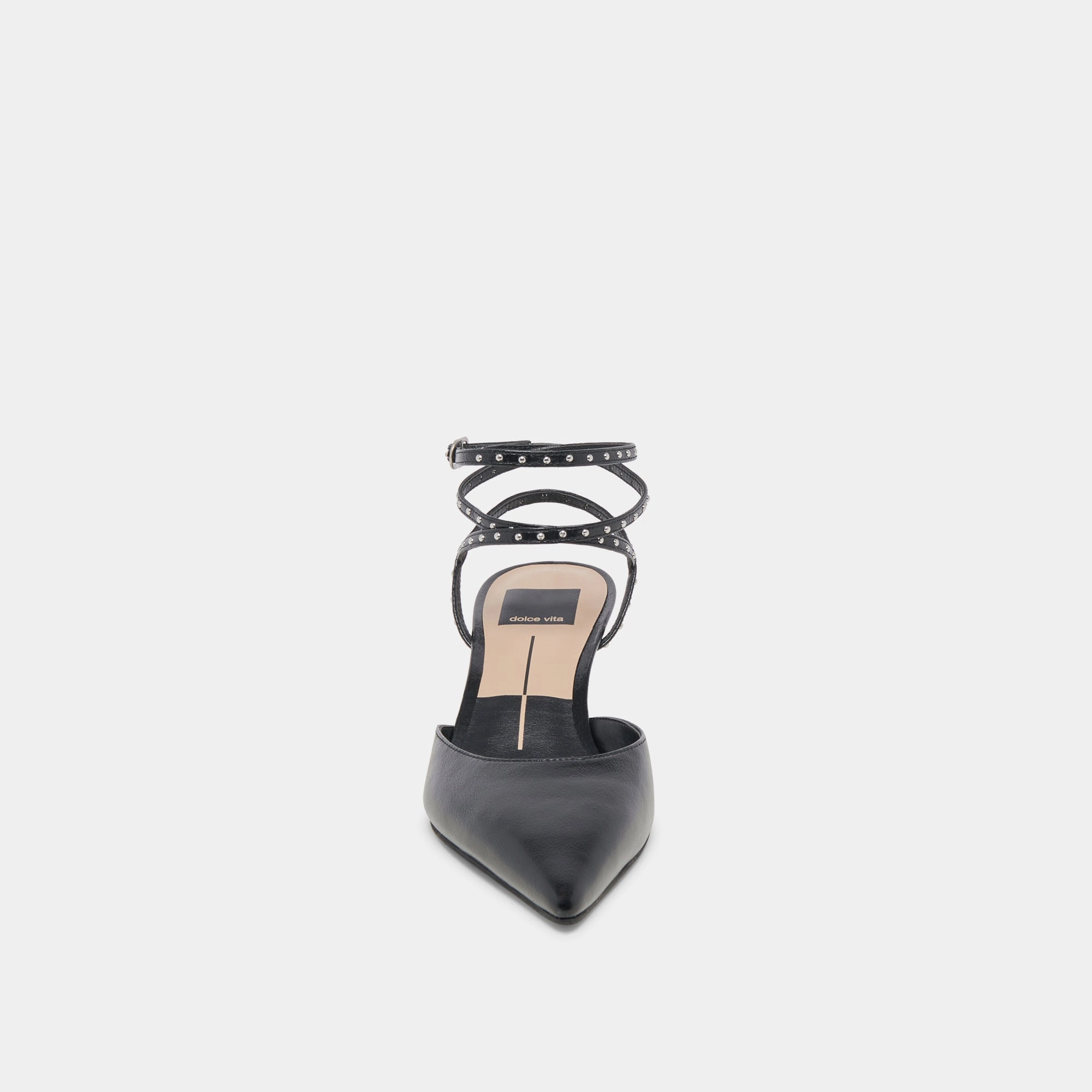 LOKLYN STUD HEELS MIDNIGHT CRINKLE PATENT - re:vita