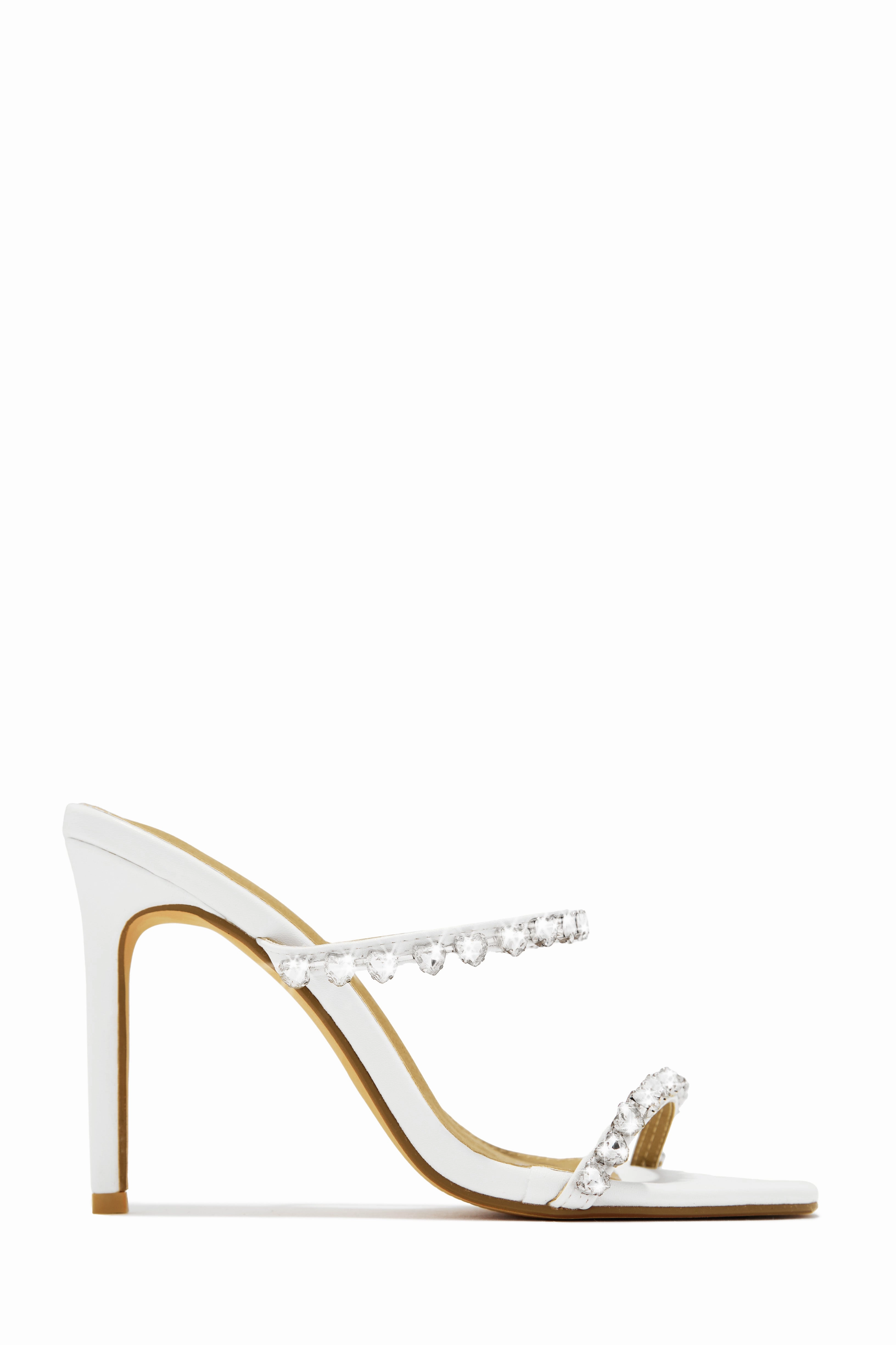Love Addiction Embellished High Heel Mules - Denim