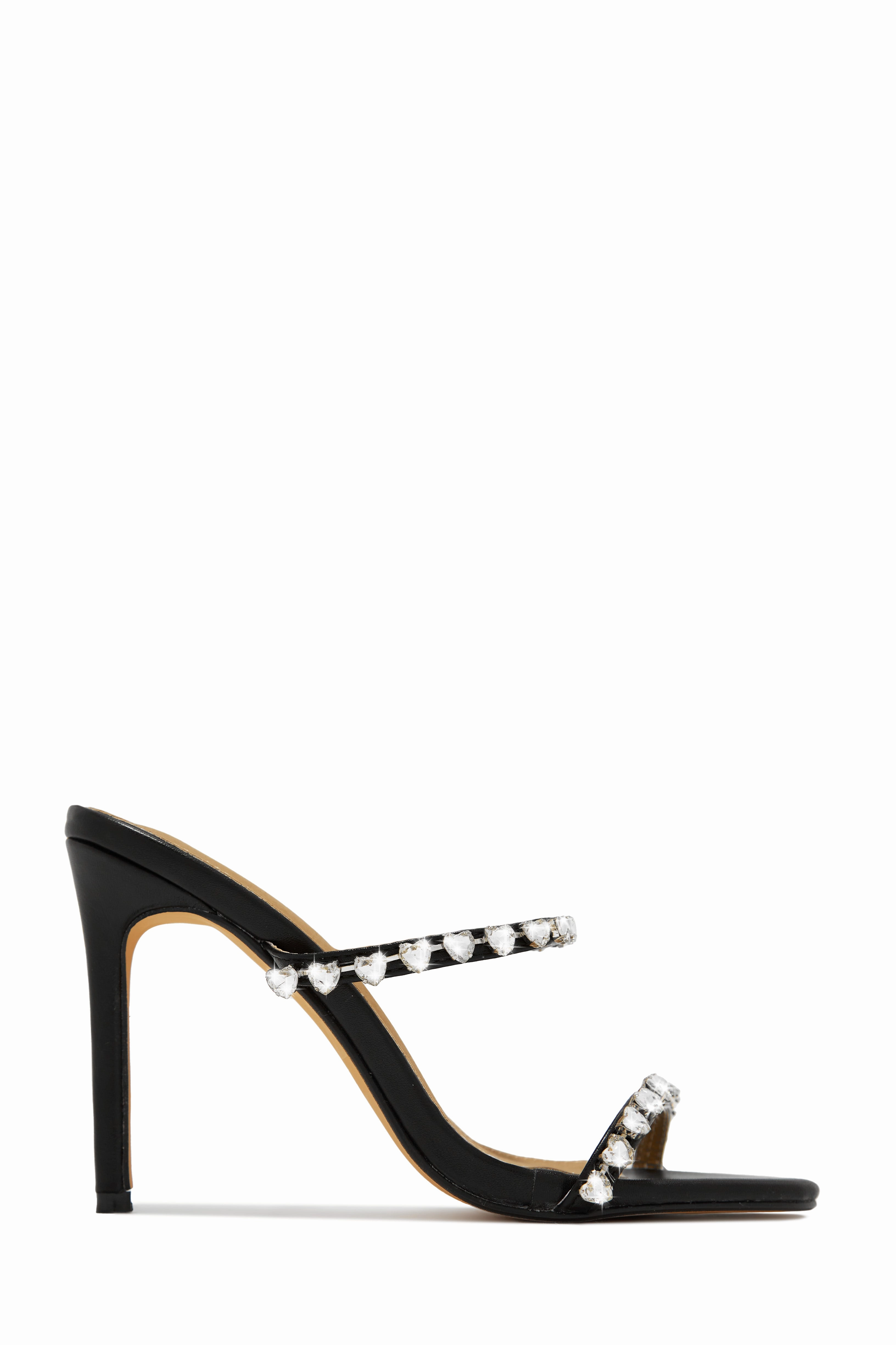 Love Addiction Embellished High Heel Mules - Denim