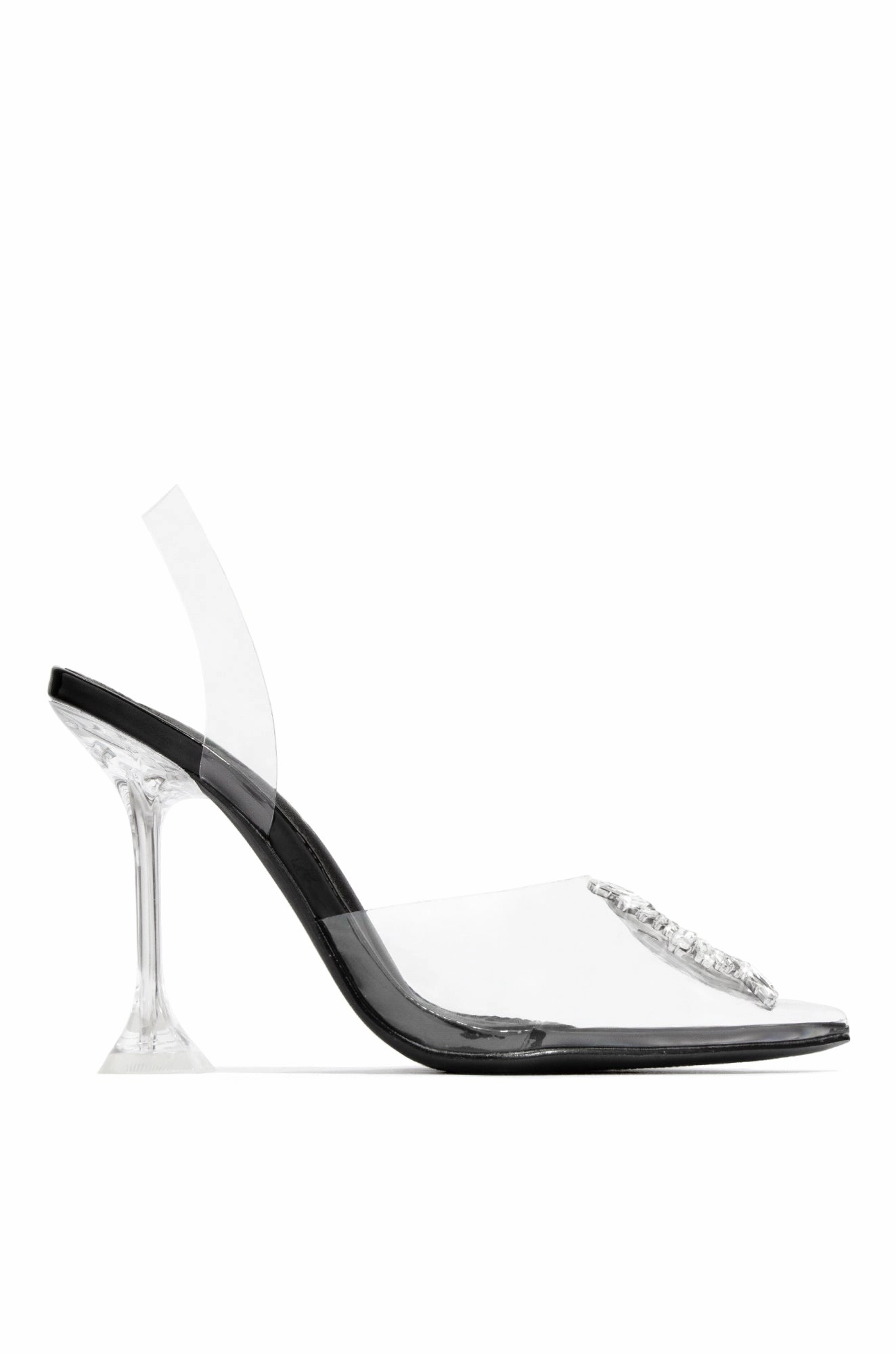 Luxe Affair Embellished Clear Pointed Toe Pumps - Black