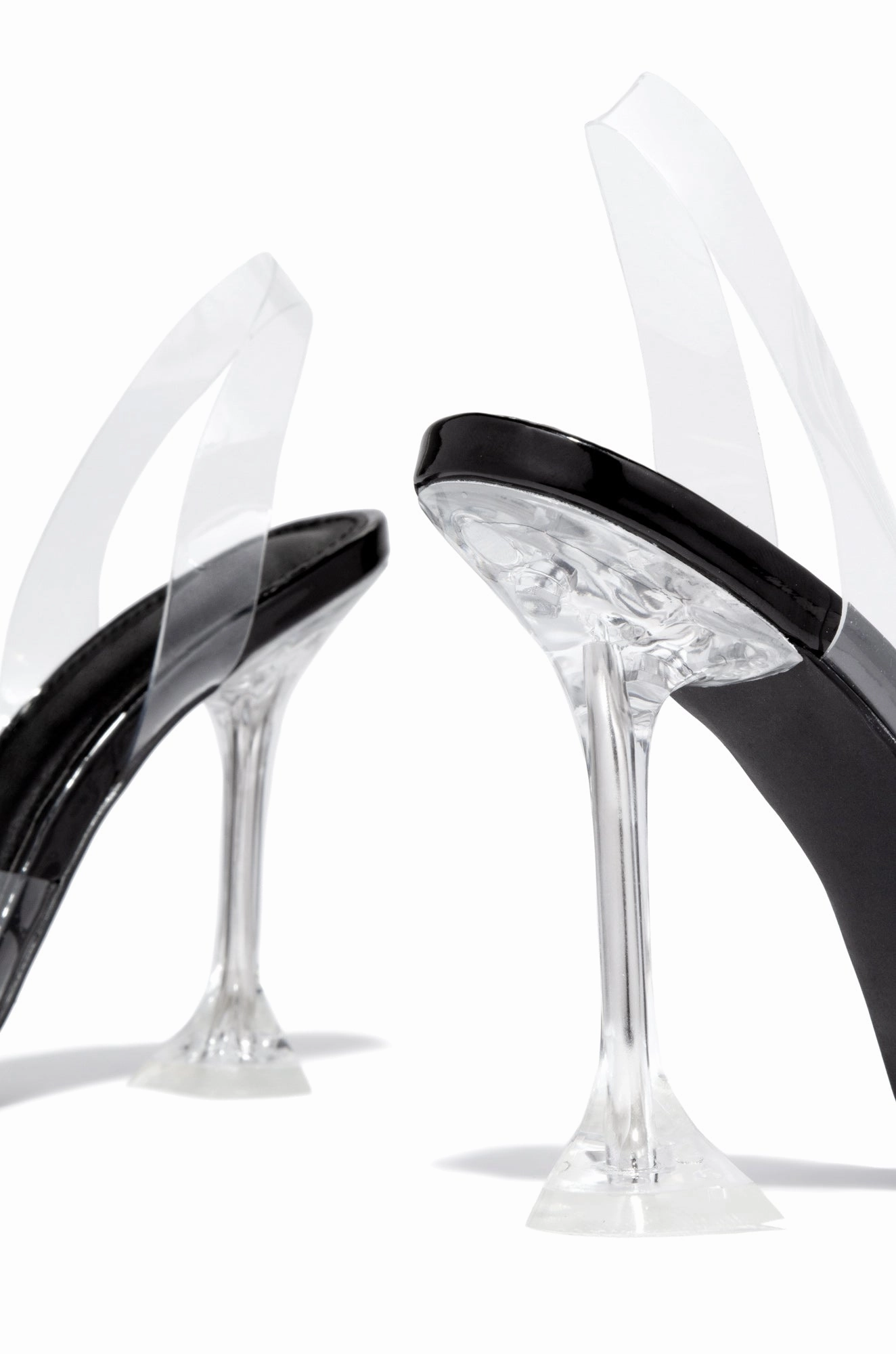 Luxe Affair Embellished Clear Pointed Toe Pumps - Black