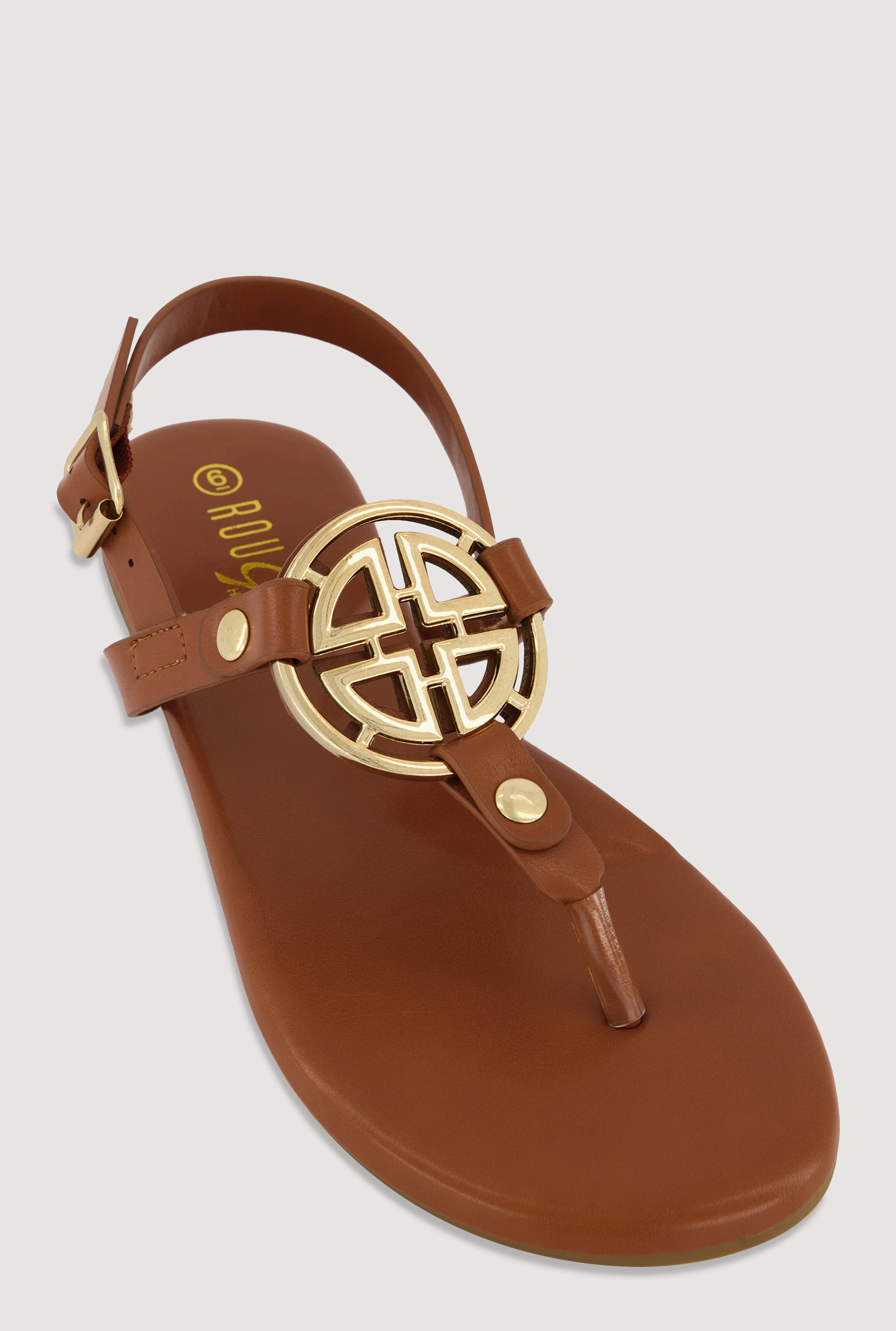 Metallic Geometric Pendant Thong Sandals