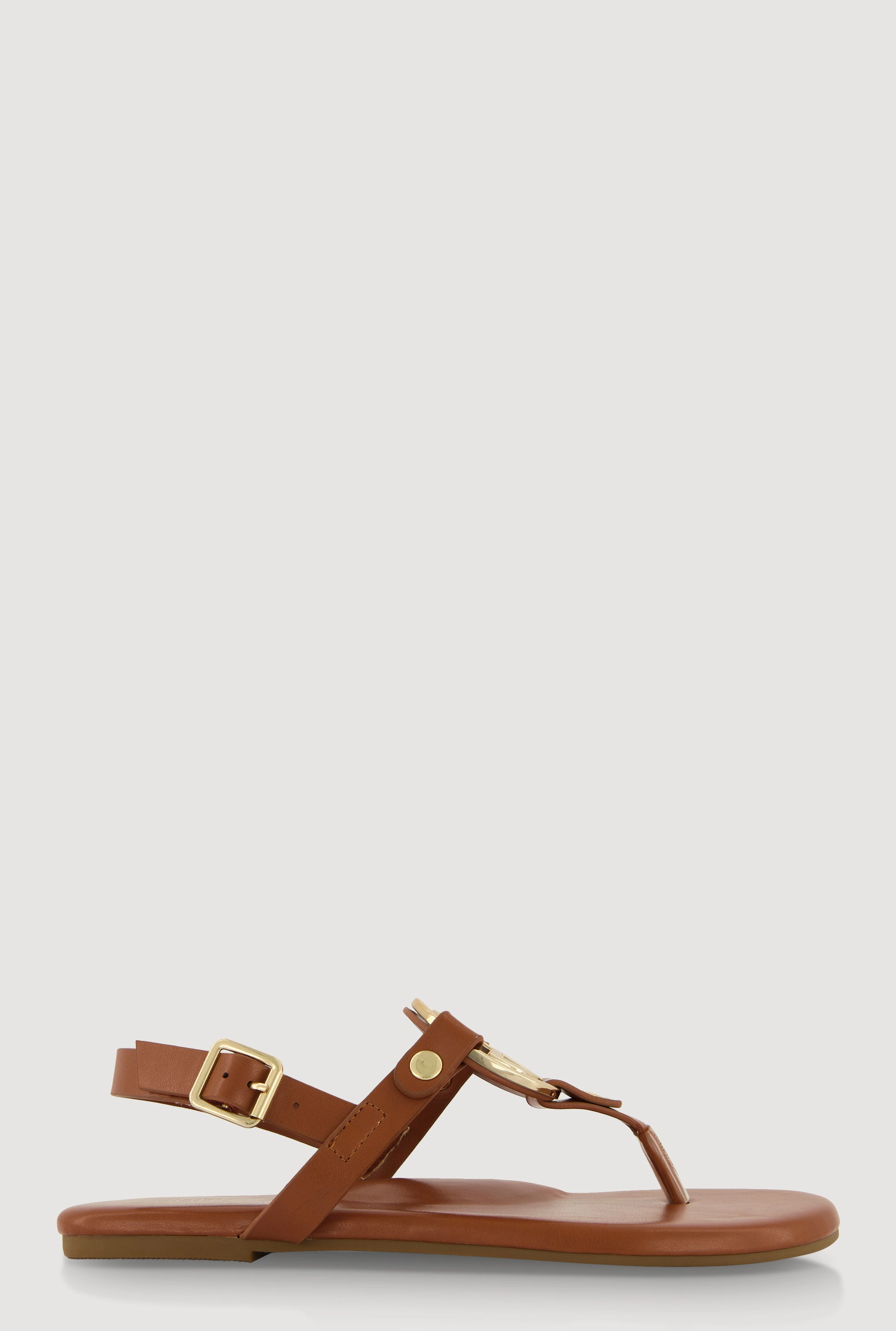 Metallic Geometric Pendant Thong Sandals
