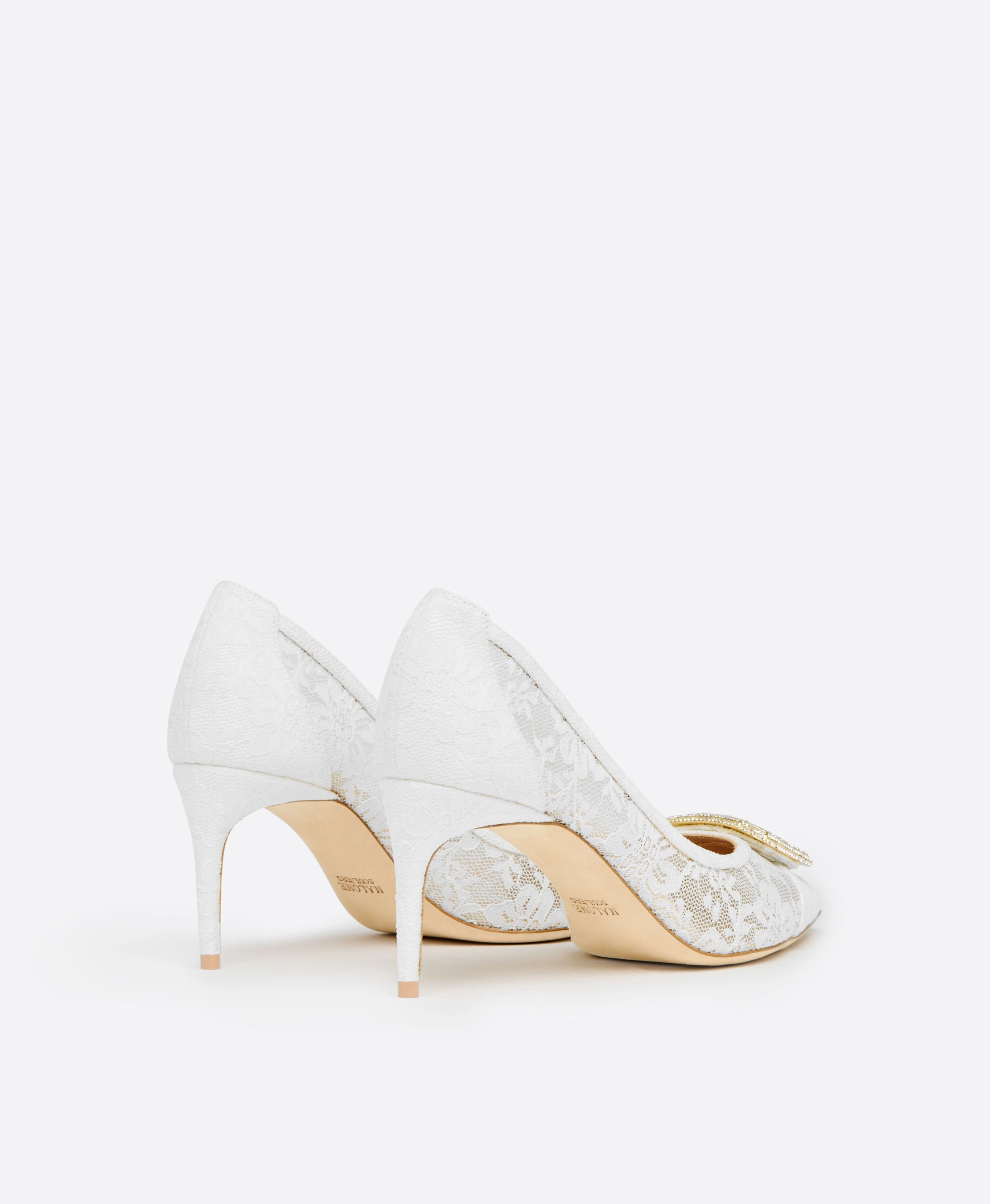 Monroe 70 White Lace Heeled Pumps