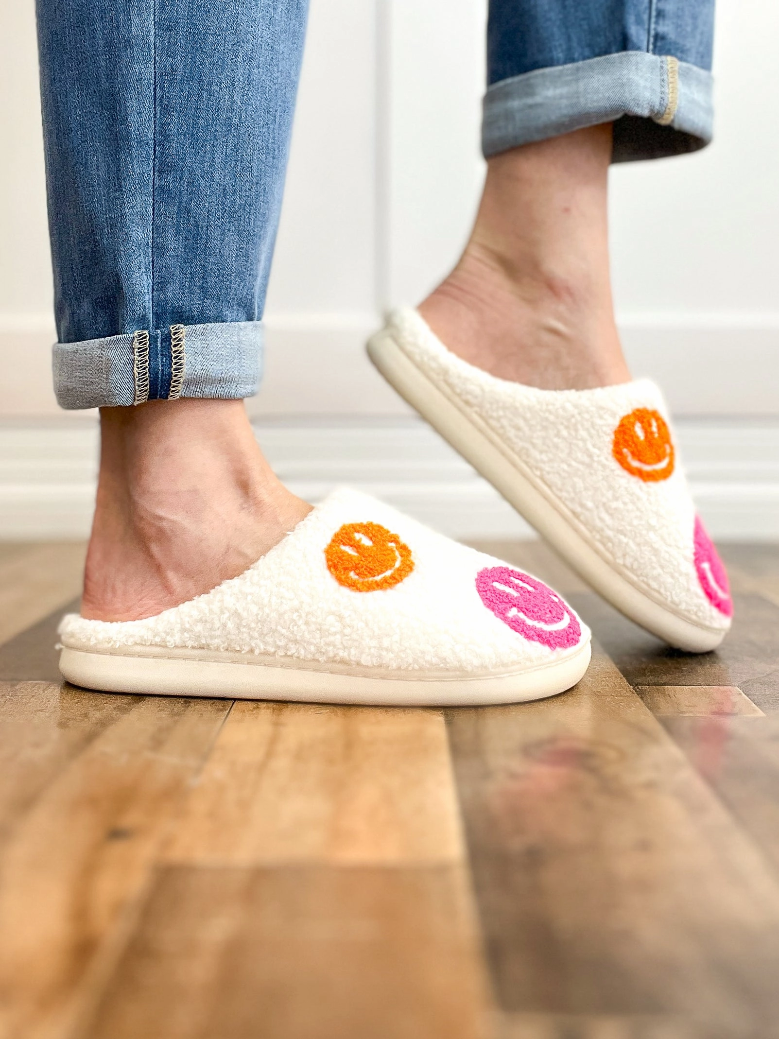 Multi Colored Smiley Face Slippers