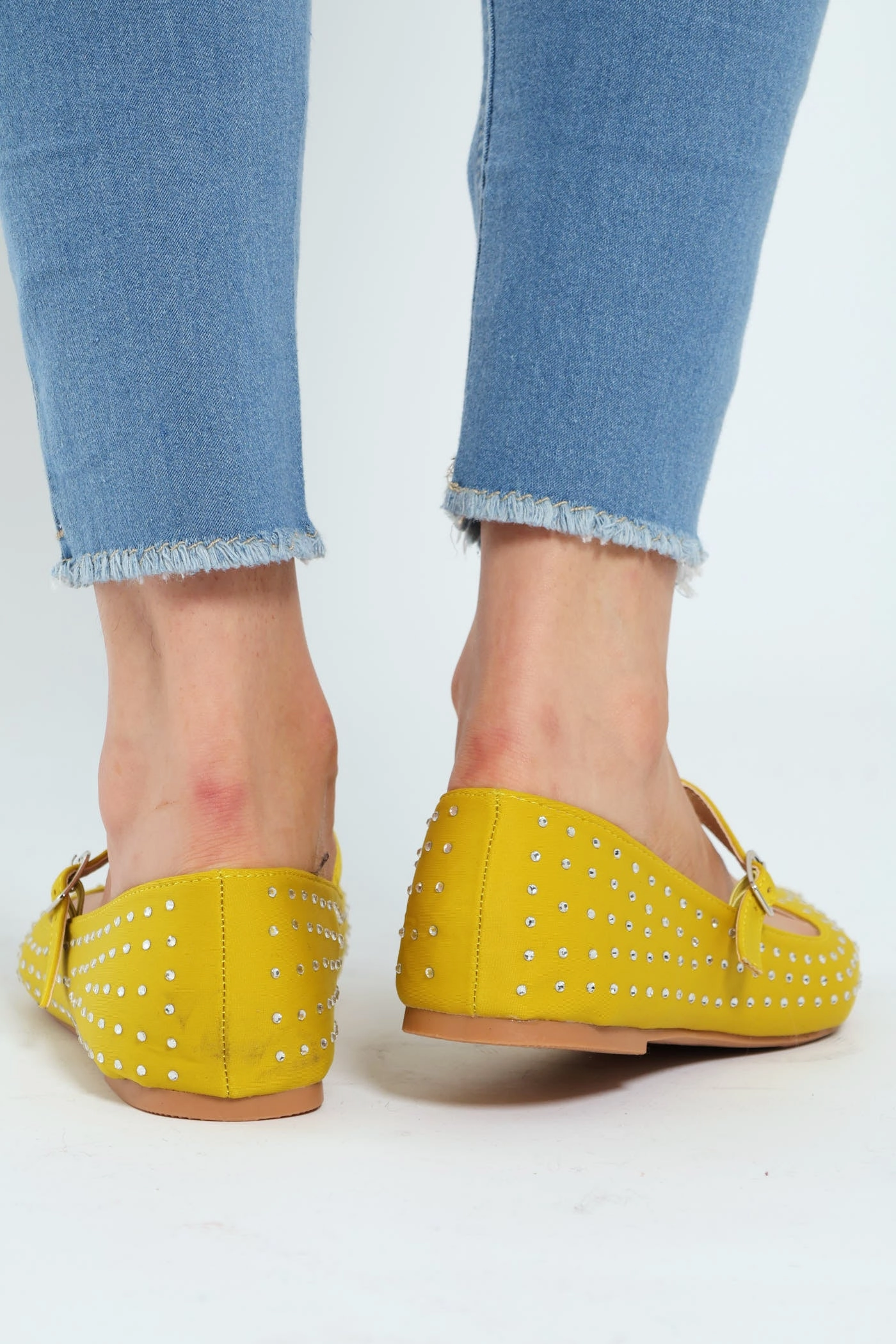Pointy Diamante Strap Pump - Chartreuse