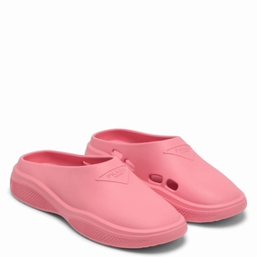 Prada Pink Rubber Slip Ons
