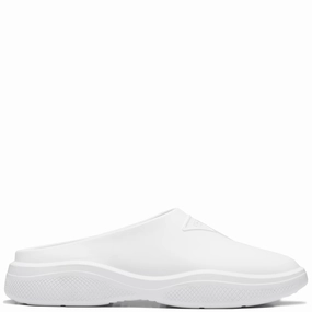 Prada White Rubber Slip Ons