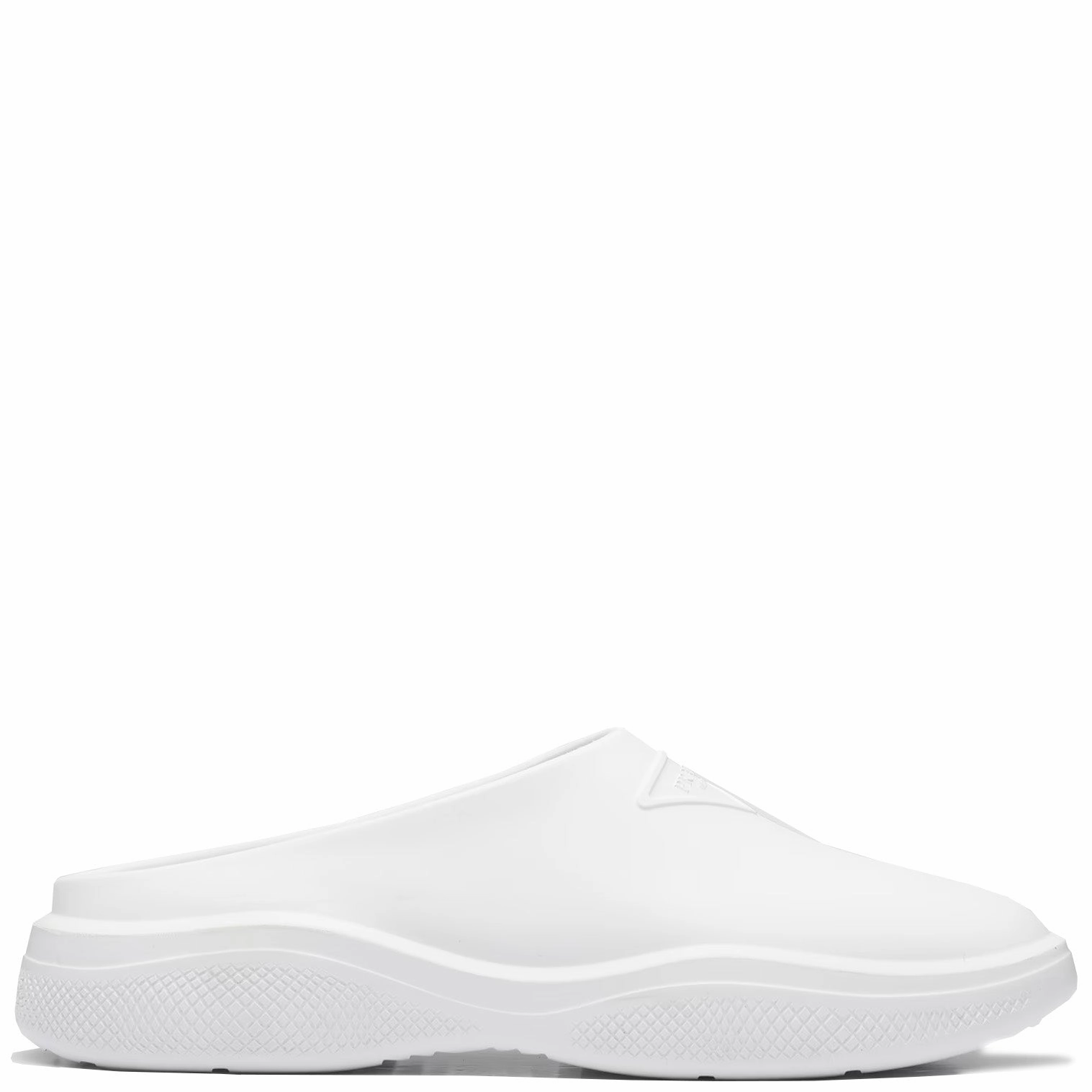 Prada White Rubber Slip Ons