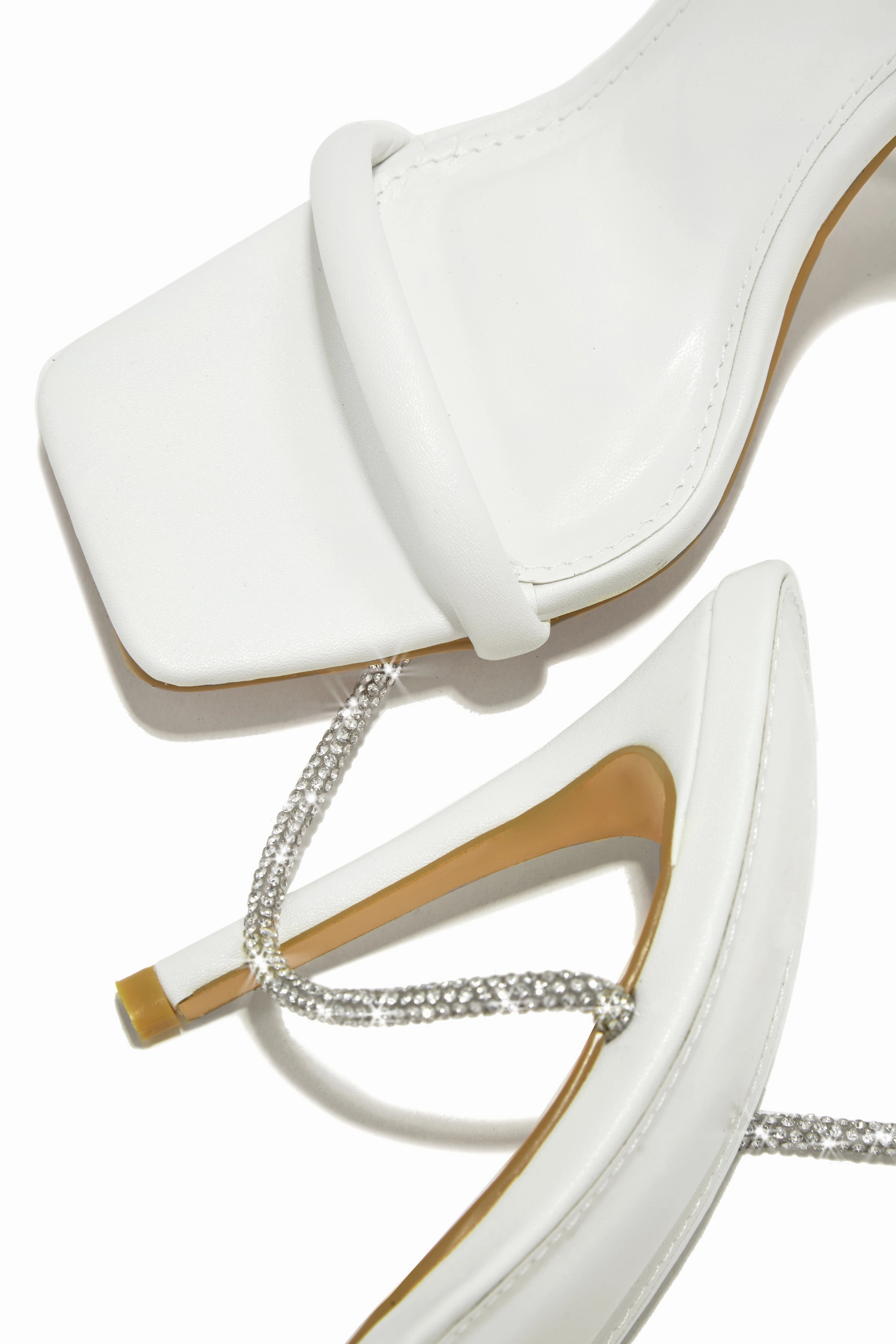 Pretty Girl Embellished Lace Up High Heels - White
