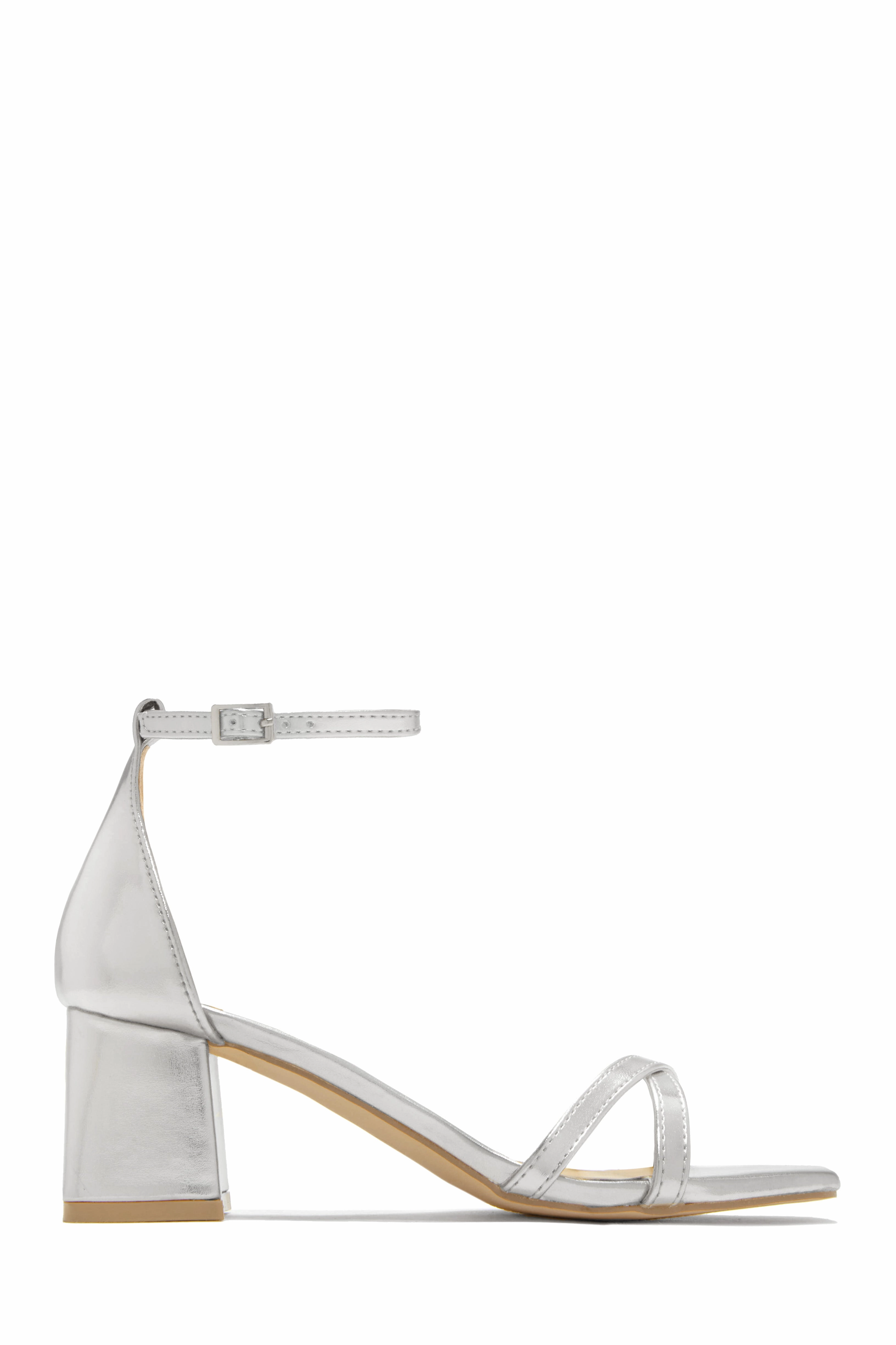 Rae Block Mid Heels - Silver