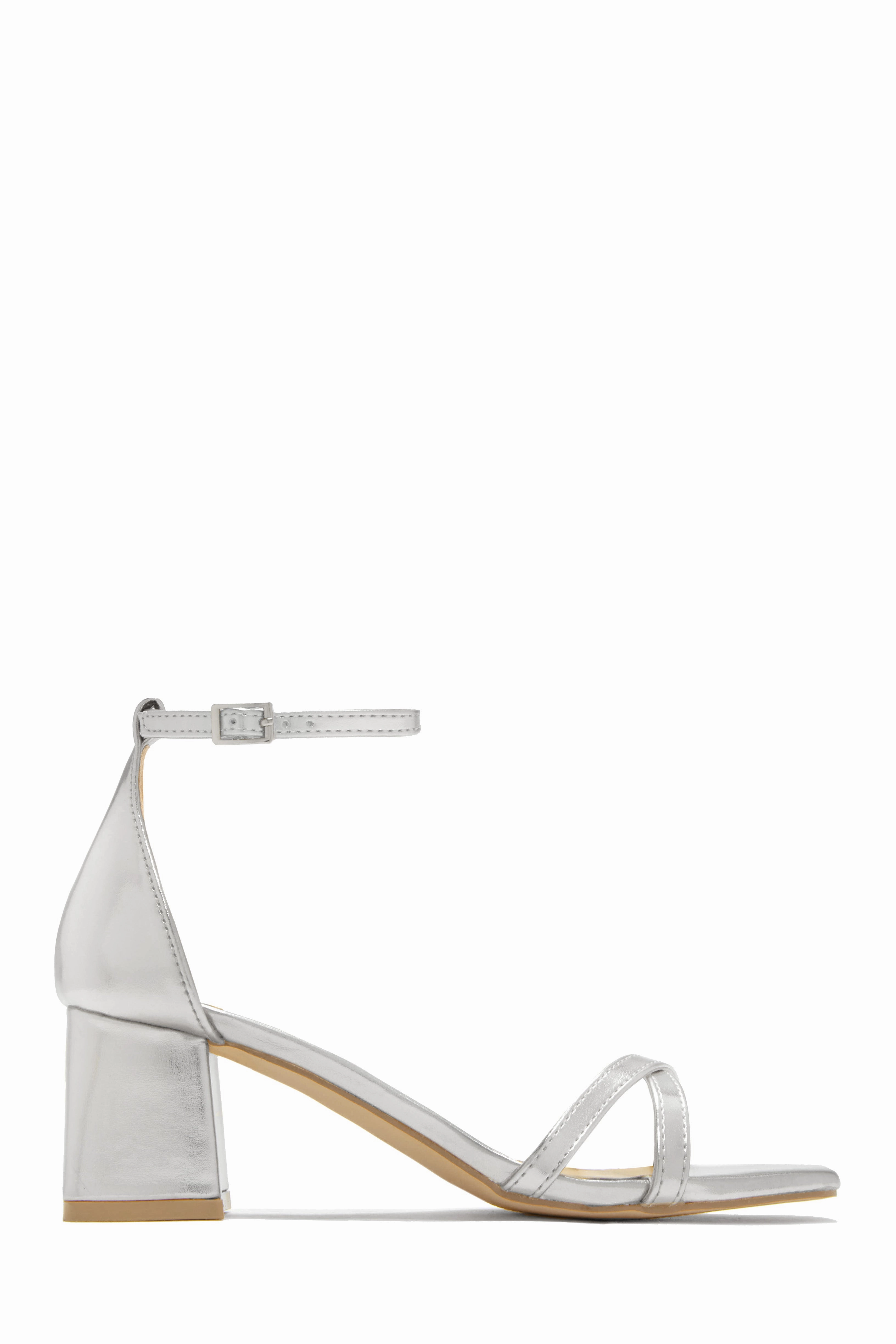 Rae Block Mid Heels - Silver