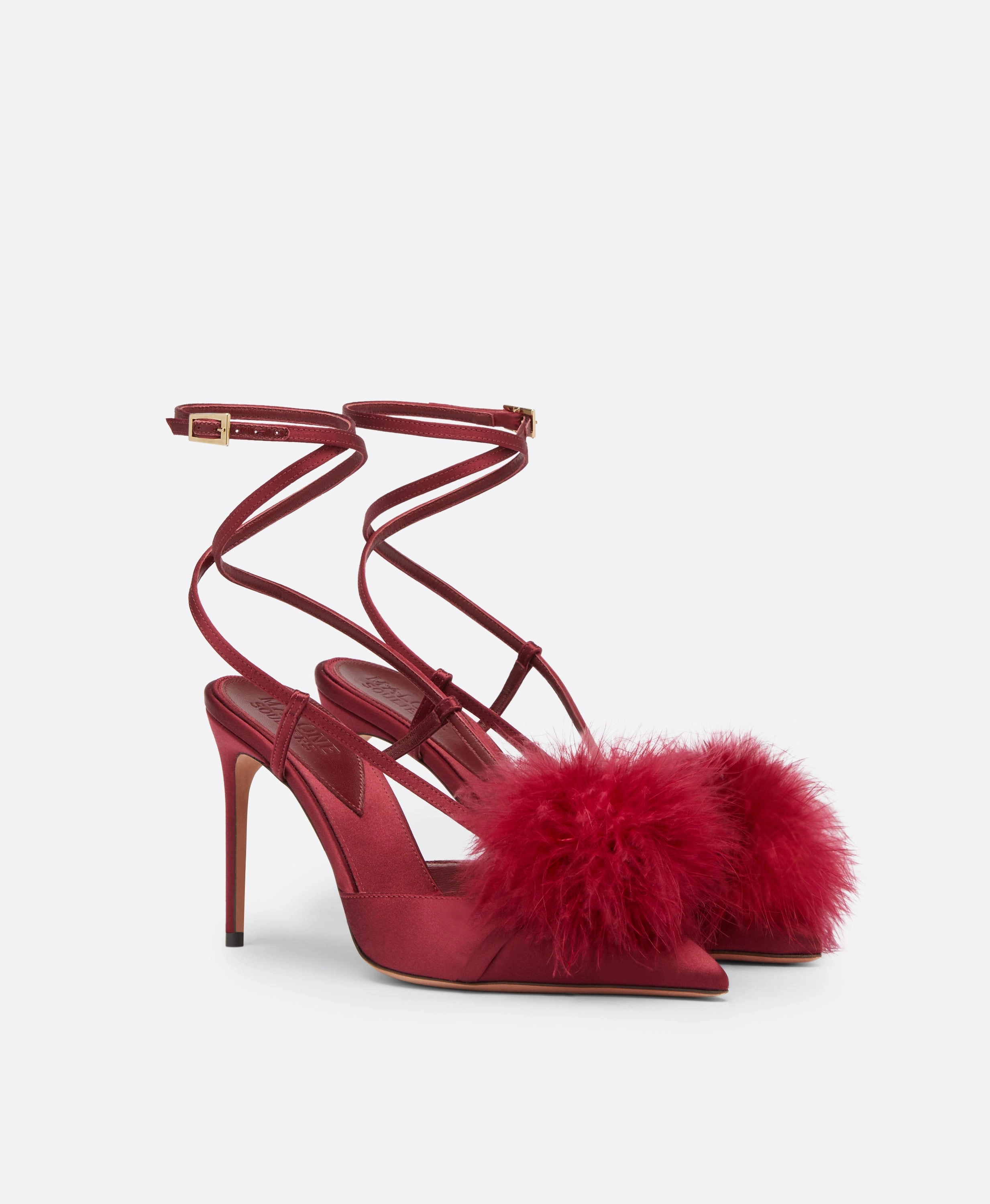 Raffaella 90 Red Satin Slingbacks
