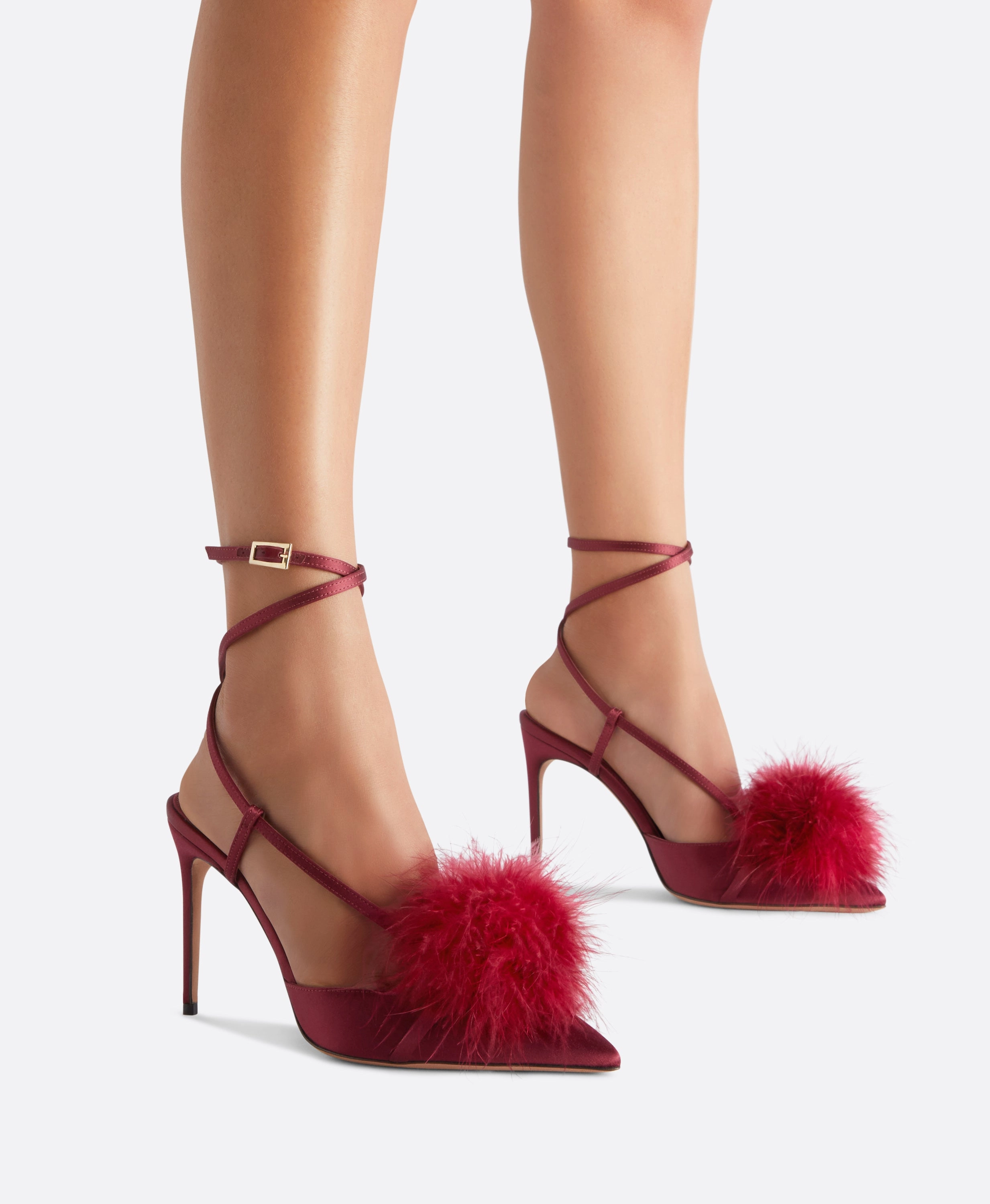 Raffaella 90 Red Satin Slingbacks