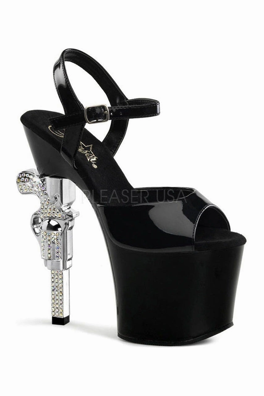 REVOLVER-709 Platform Sandal  | Black Vinyl