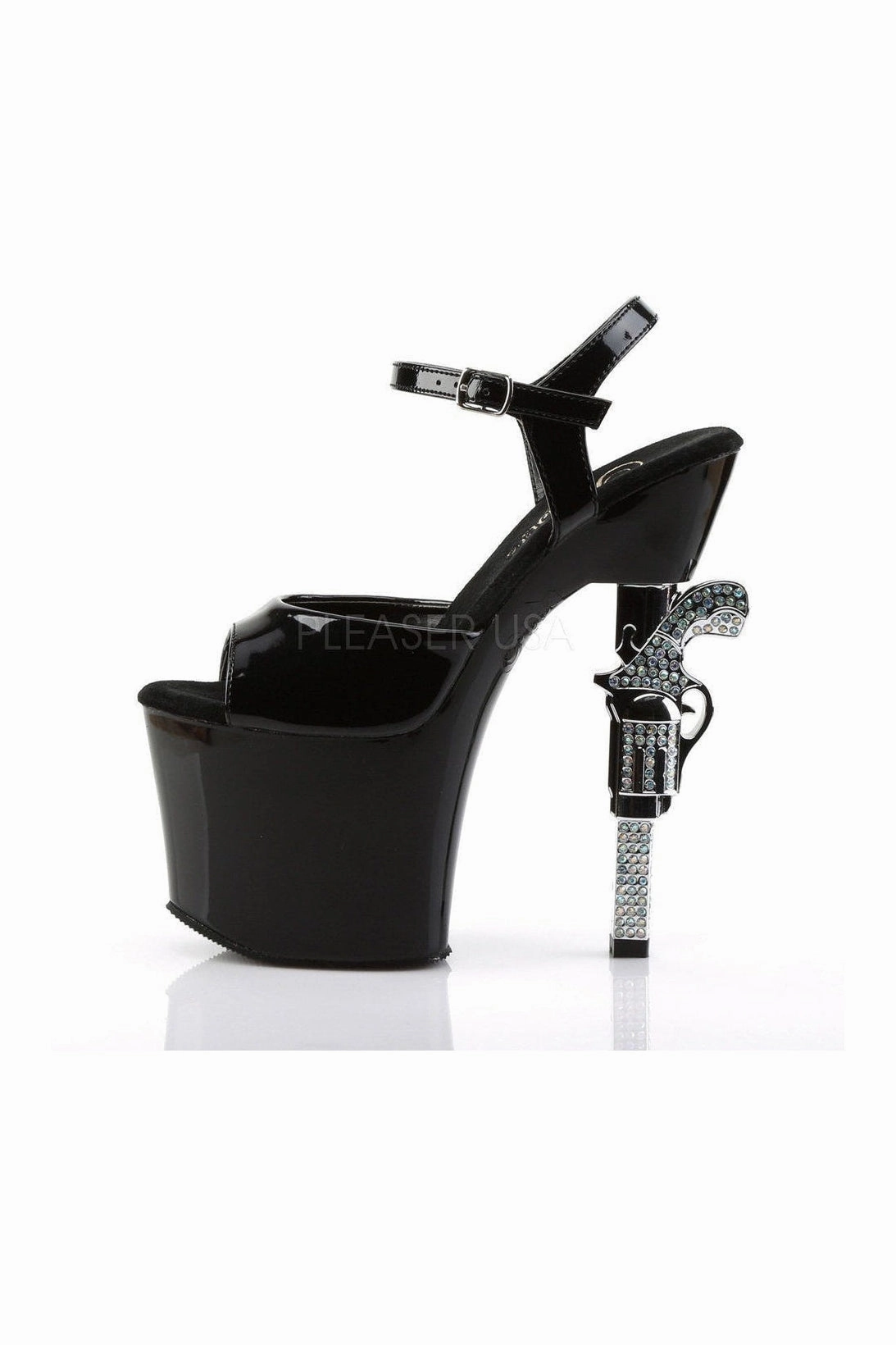 REVOLVER-709 Platform Sandal  | Black Vinyl