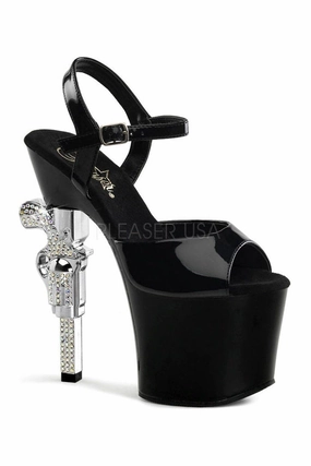 REVOLVER-709 Platform Sandal  | Black Vinyl