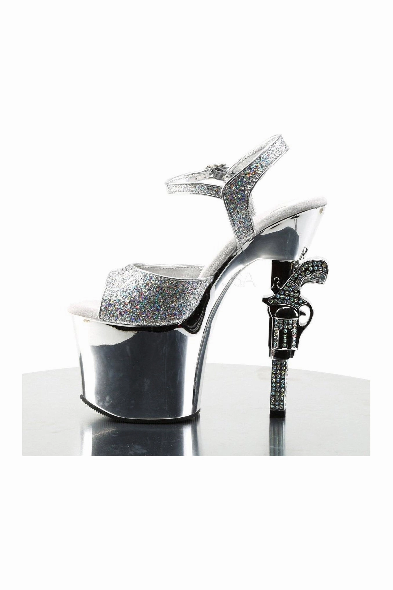 REVOLVER-709G Platform Sandal  | Silver Glitter