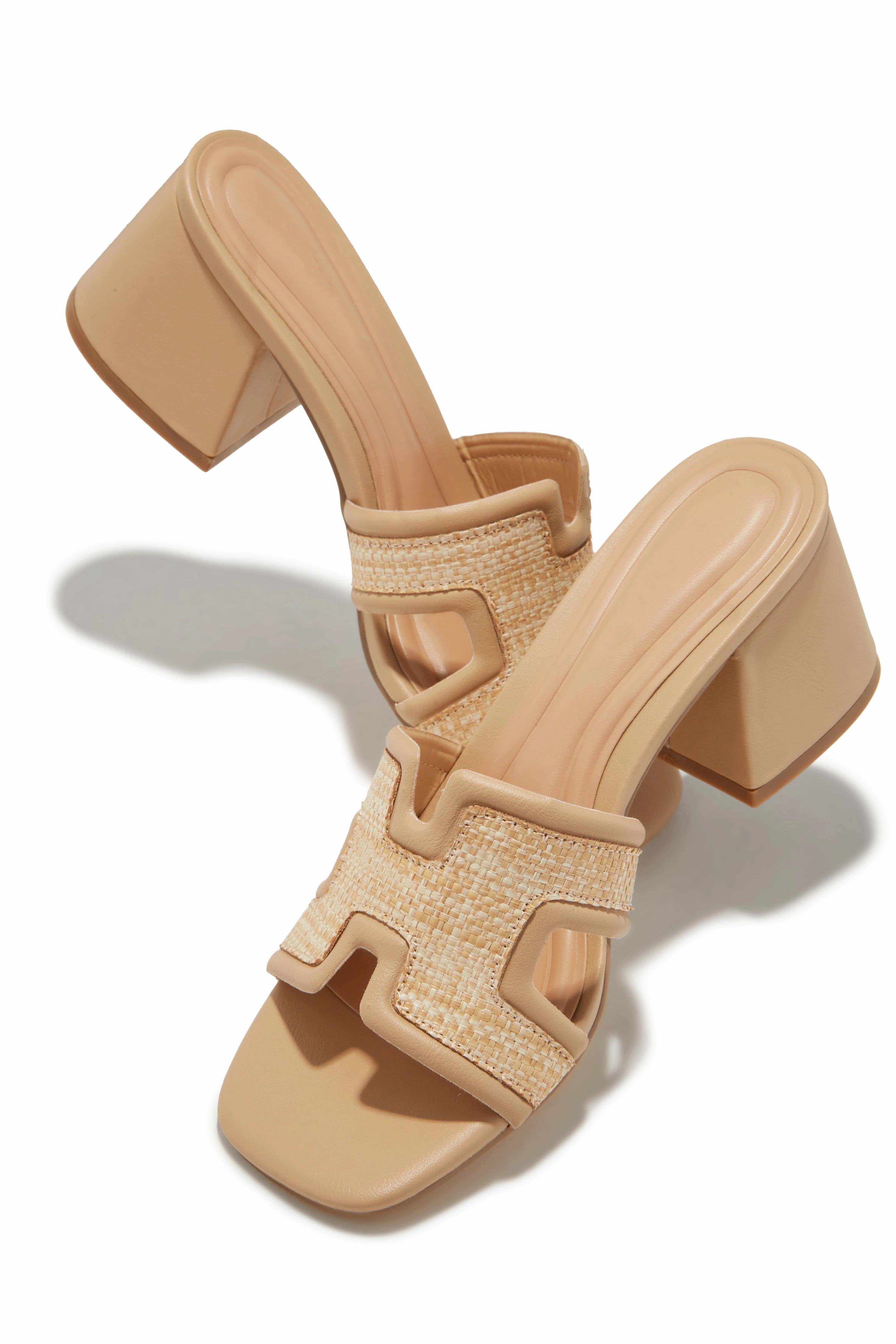 Roxanne Block Mid Heel Mules - Nude