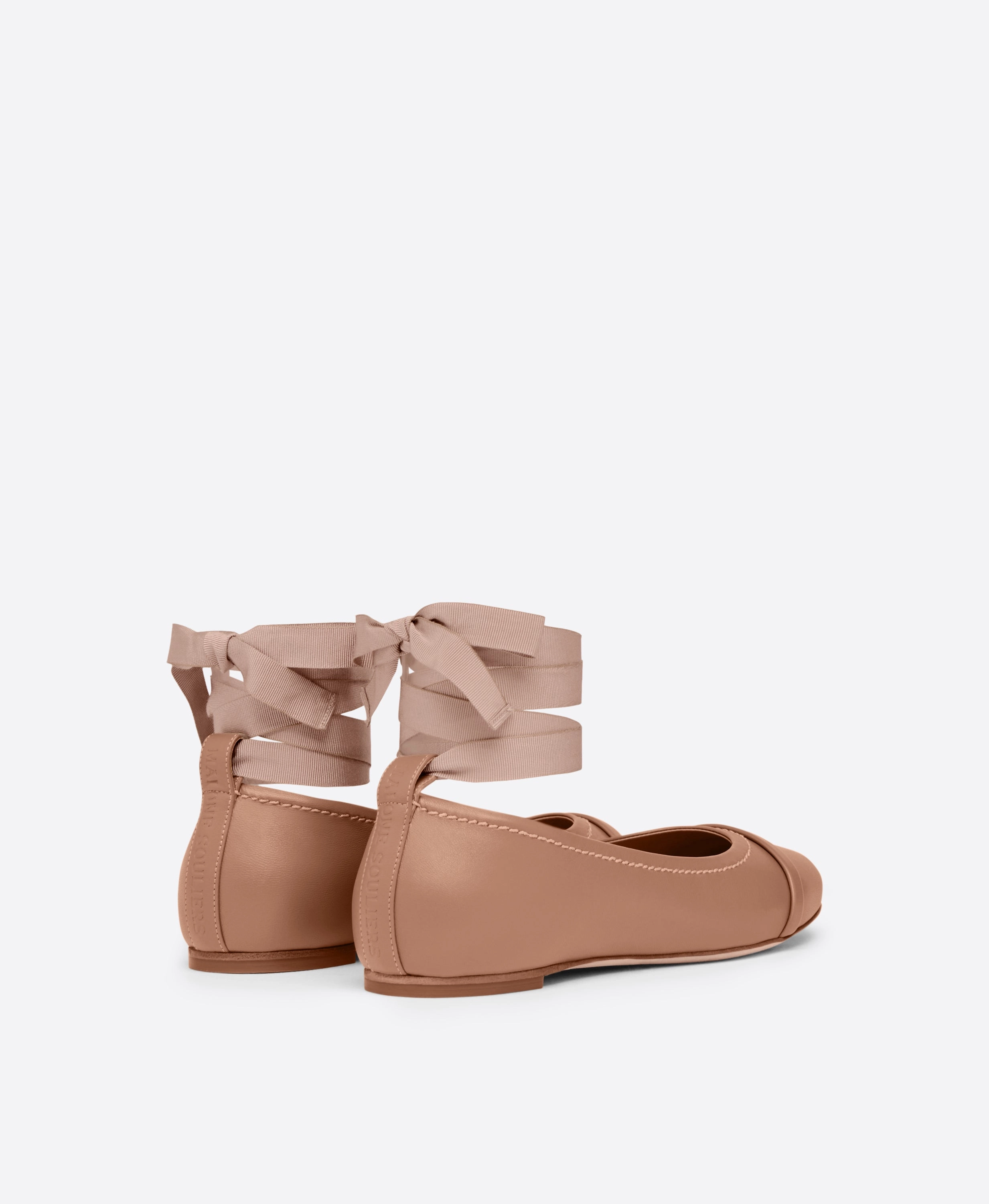 Sabina Blush Leather Flat Pumps