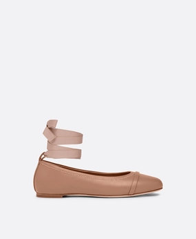 Sabina Blush Leather Flat Pumps