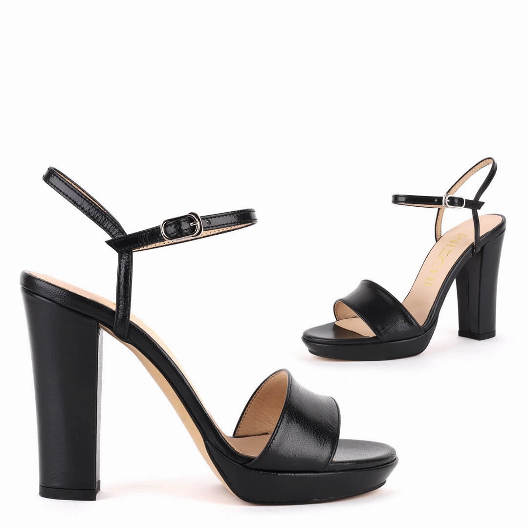 SAMI BLACK LEATHER - high platform