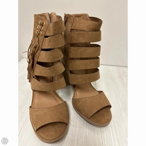 Sandals Heels Block By Qupid In Brown, Size: 8.5