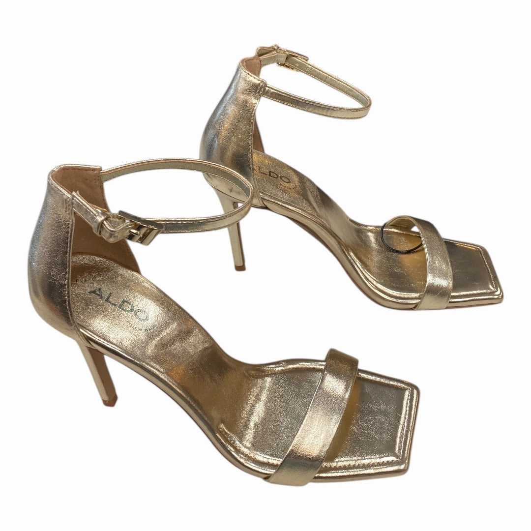 Sandals Heels Stiletto By Aldo In Gold, Size:7