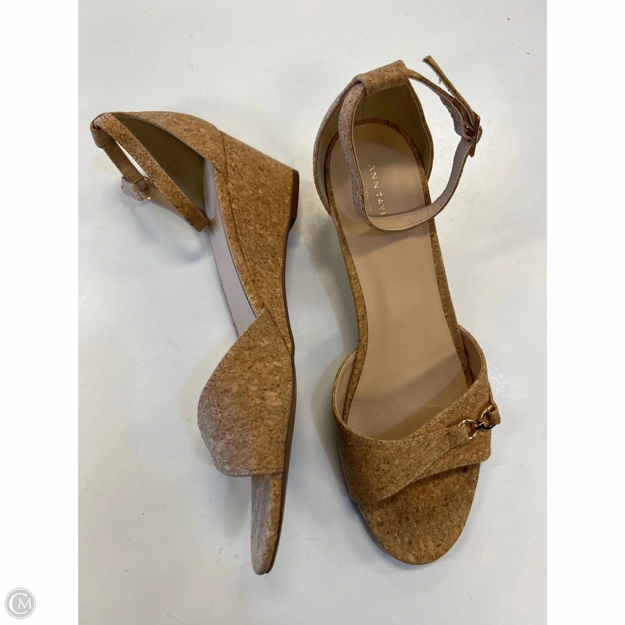 Sandals Heels Wedge By Ann Taylor In Beige, Size: 10