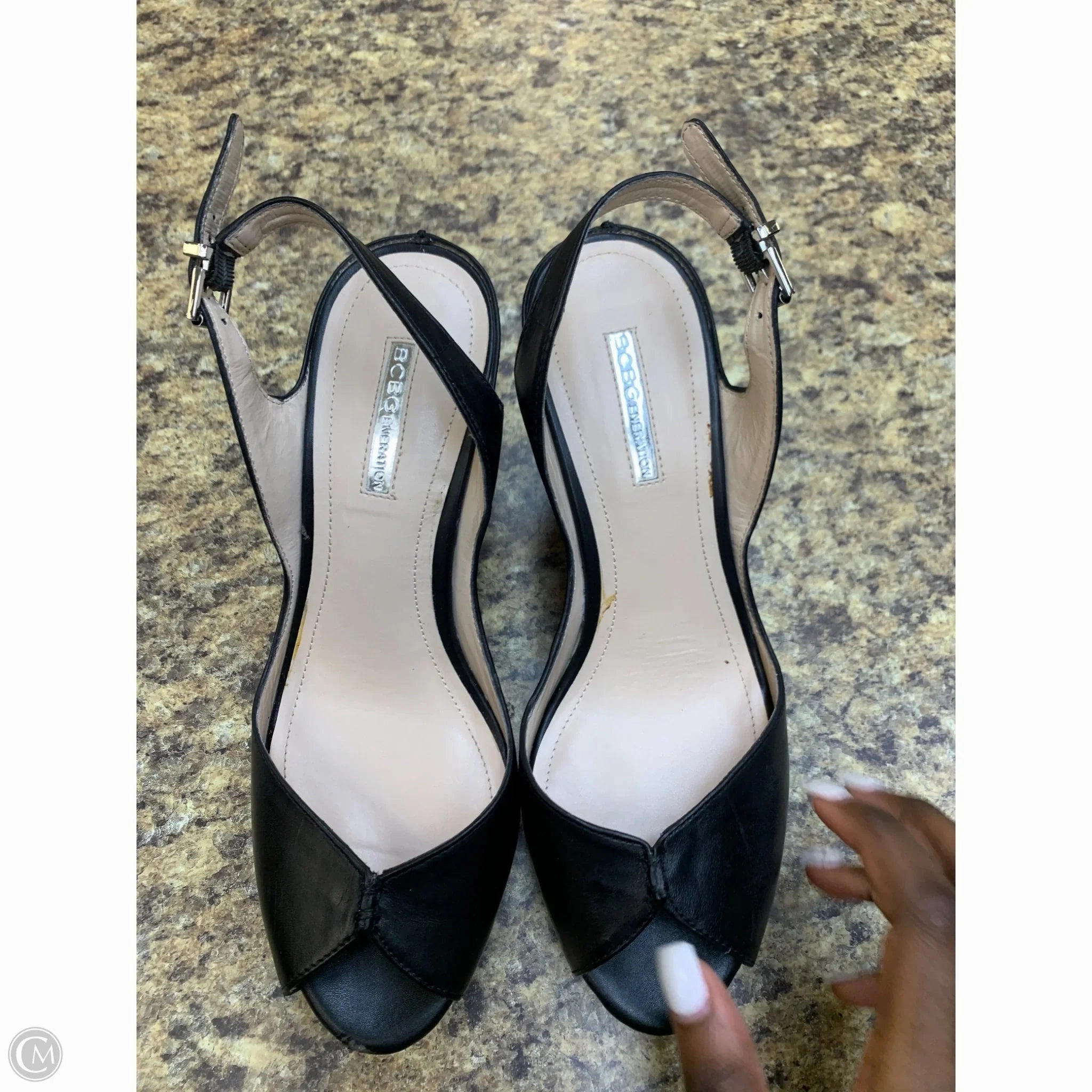 Sandals Heels Wedge By Bcbg In Black, Size: 8.5