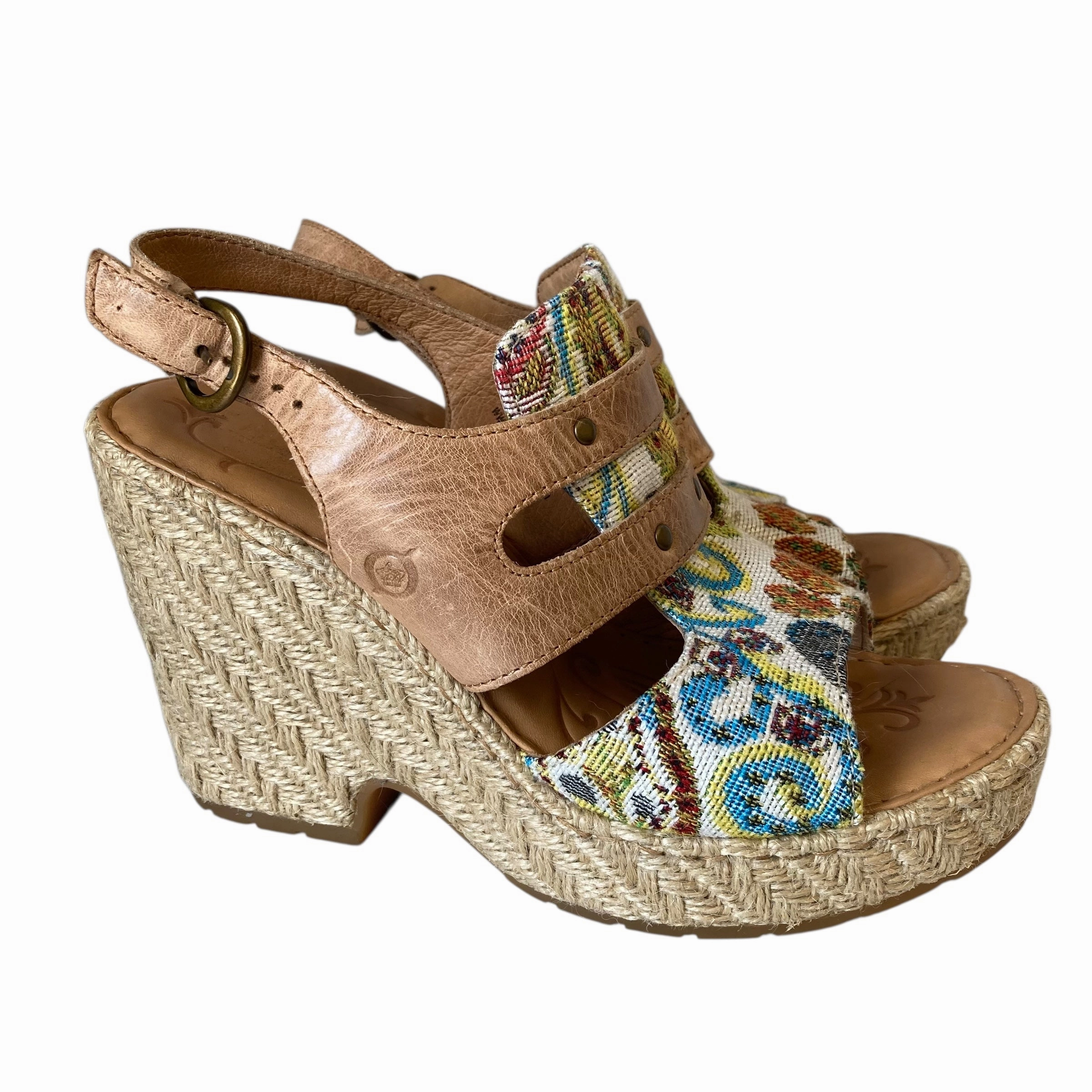 Sandals Heels Wedge By Born In Multi, Size:8