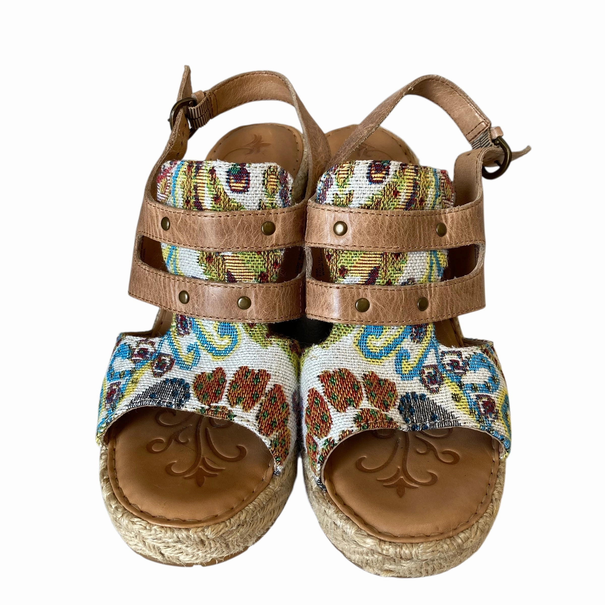 Sandals Heels Wedge By Born In Multi, Size:8
