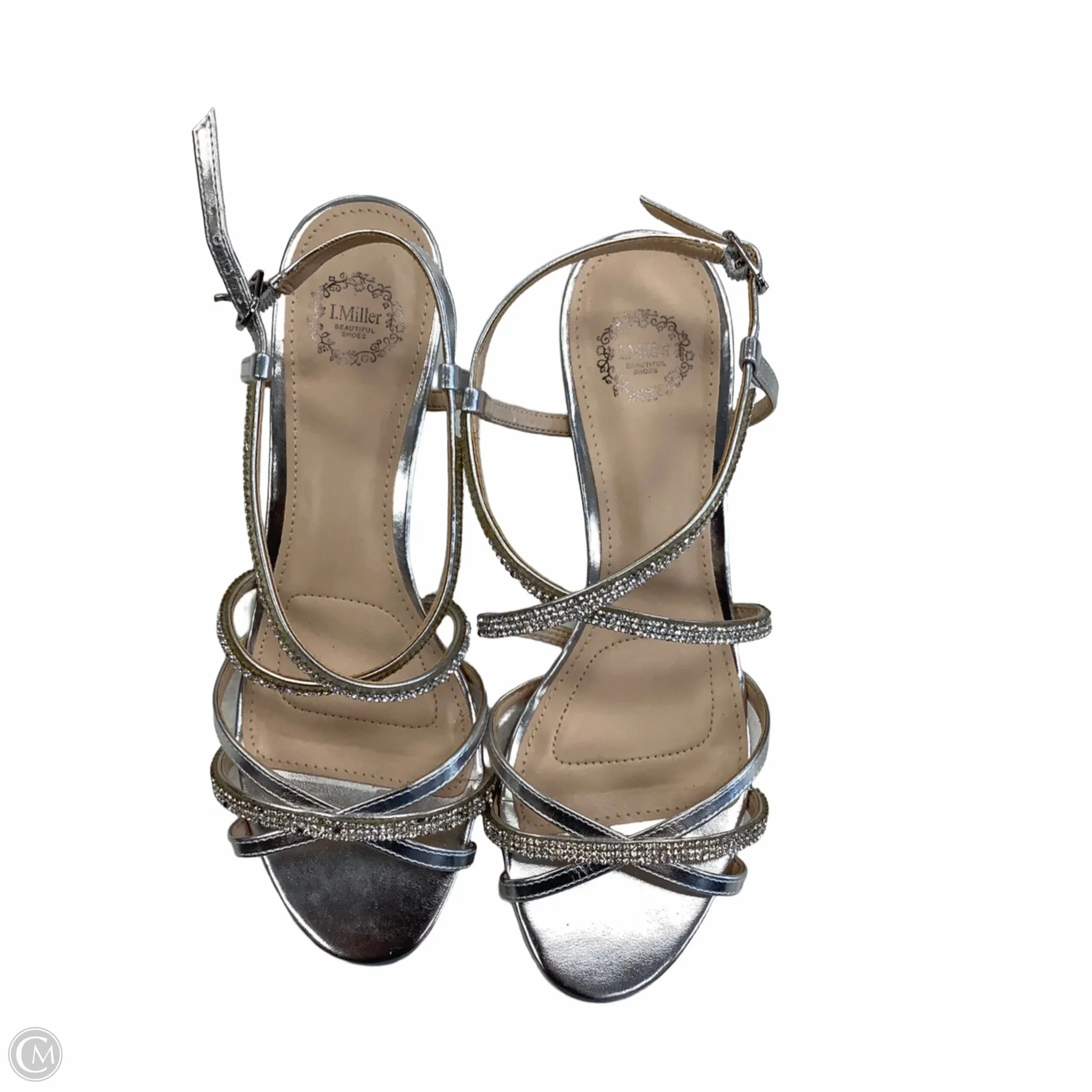 Sandals Heels Wedge By Clothes Mentor In Silver, Size: 7