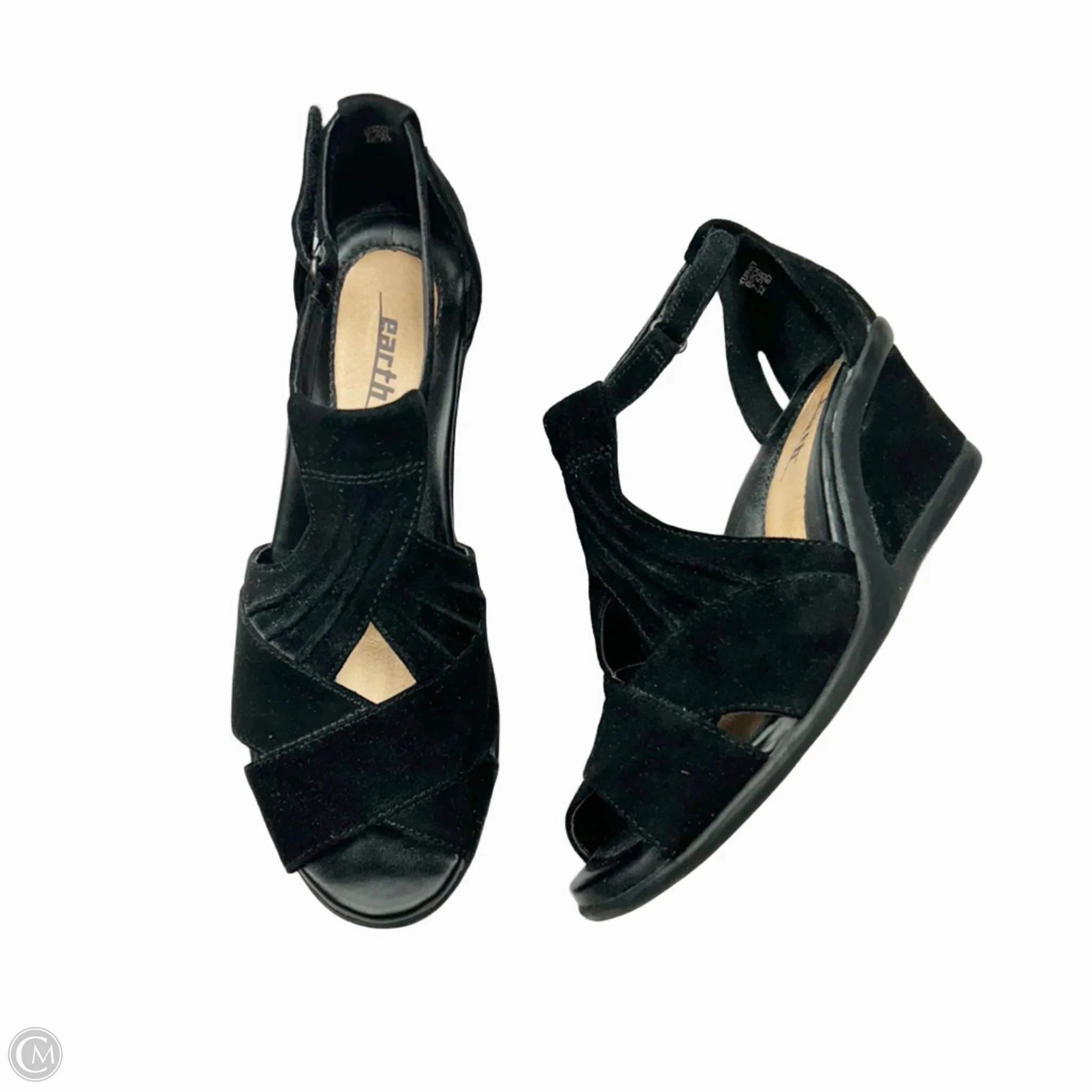 Sandals Heels Wedge By Earth In Black, Size: 7.5