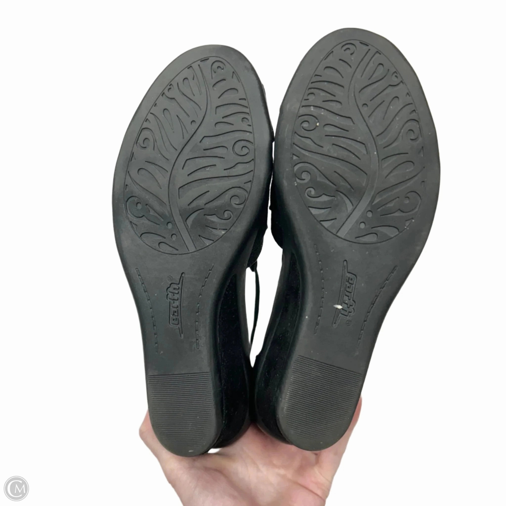 Sandals Heels Wedge By Earth In Black, Size: 7.5