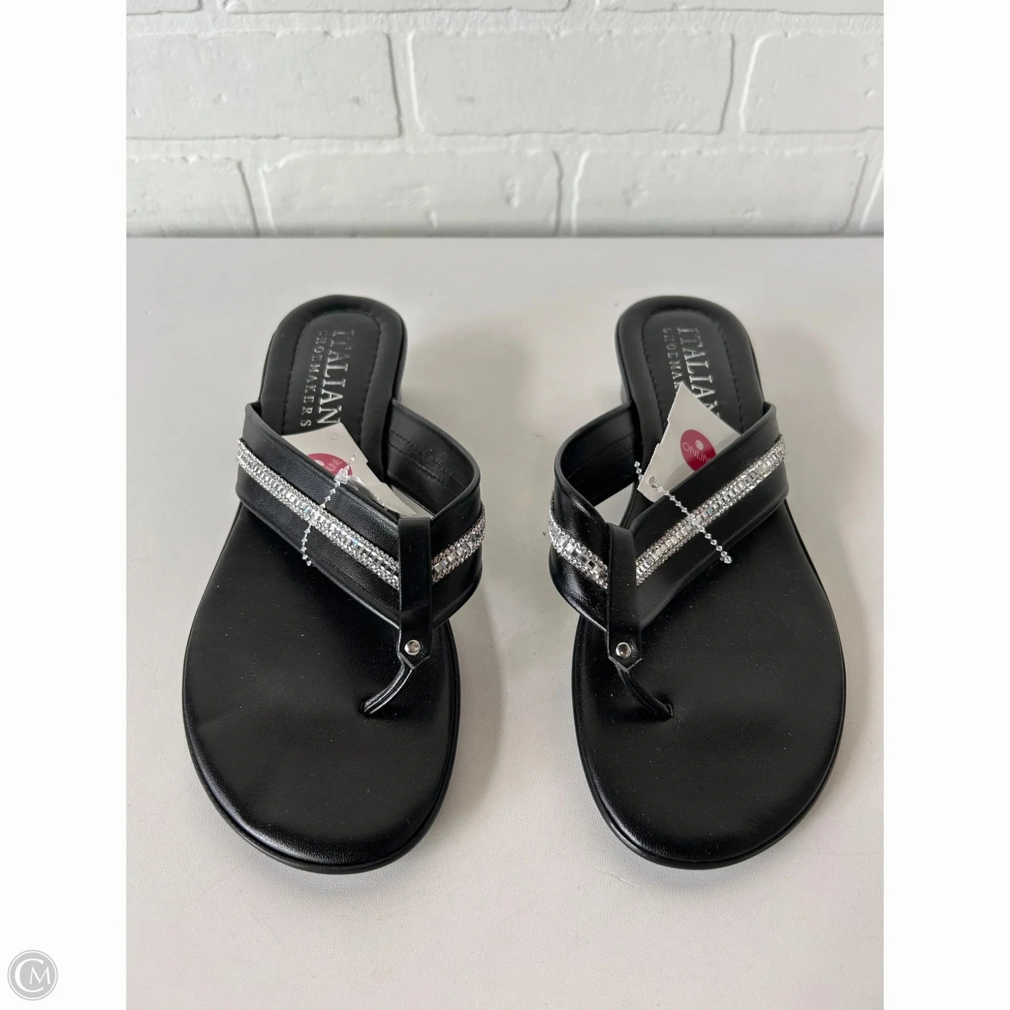 Sandals Heels Wedge By Italian Shoemakers In Black, Size: 8
