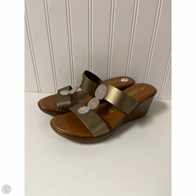 Sandals Heels Wedge By Italian Shoemakers In Bronze, Size: 7.5