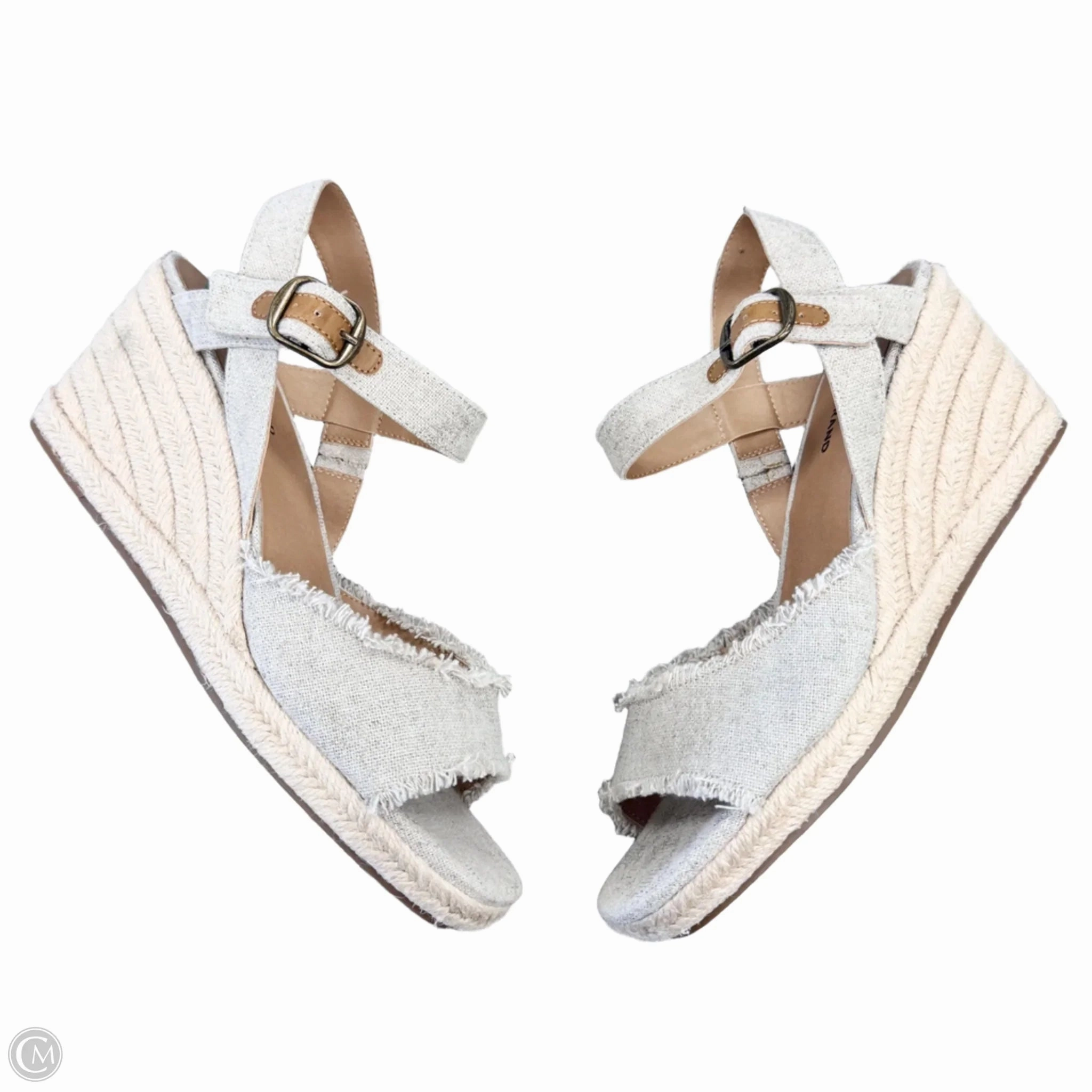 Sandals Heels Wedge By Lucky Brand In Taupe, Size: 9.5