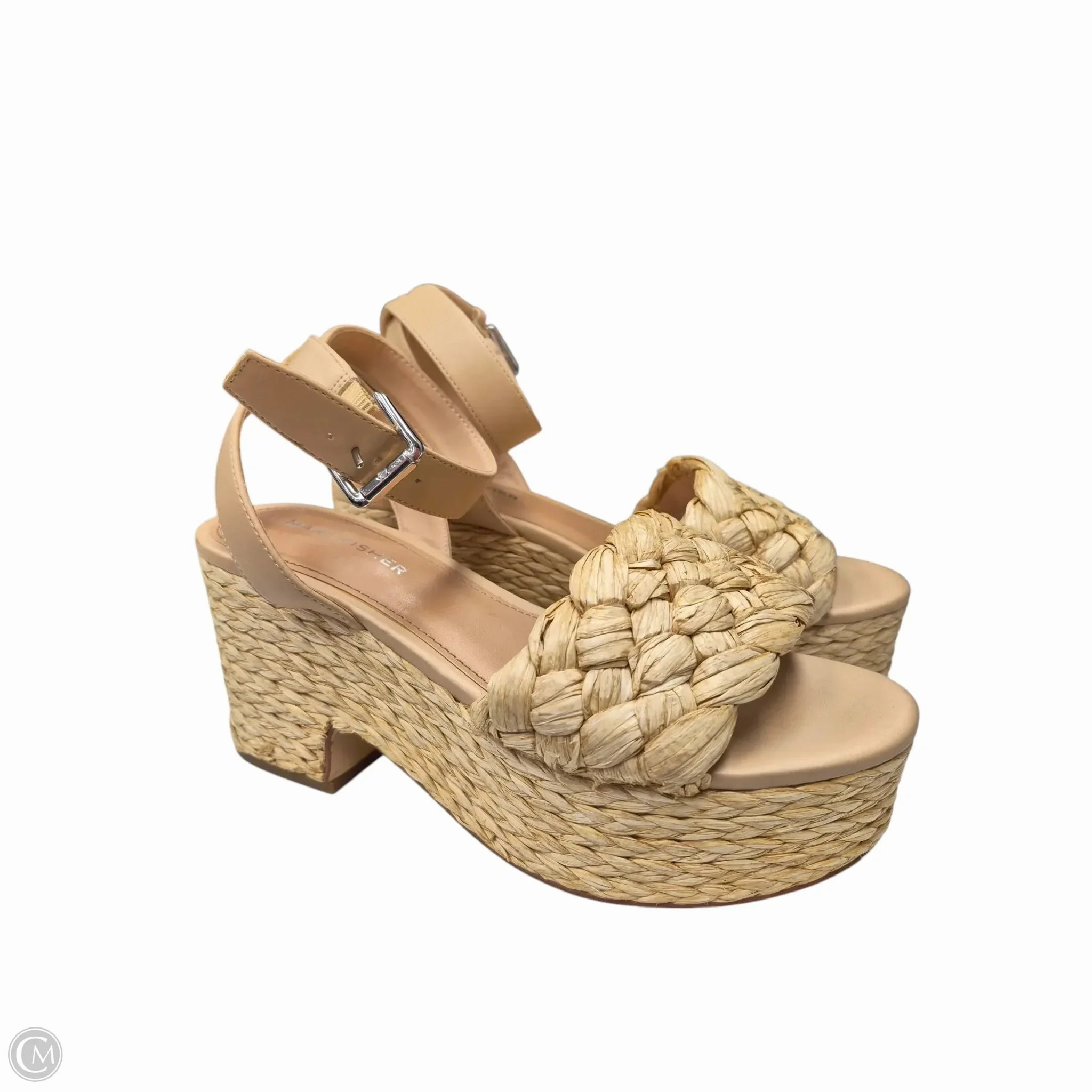 Sandals Heels Wedge By Marc Fisher In Beige, Size: 7.5