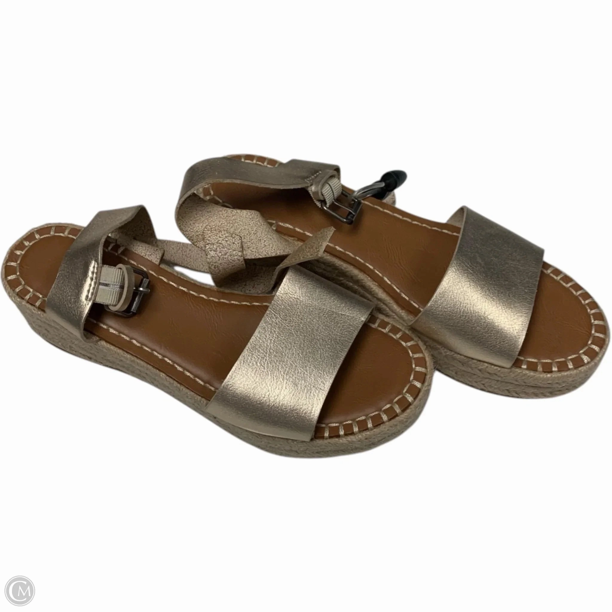 Sandals Heels Wedge By Universal Thread In Gold, Size: 8.5