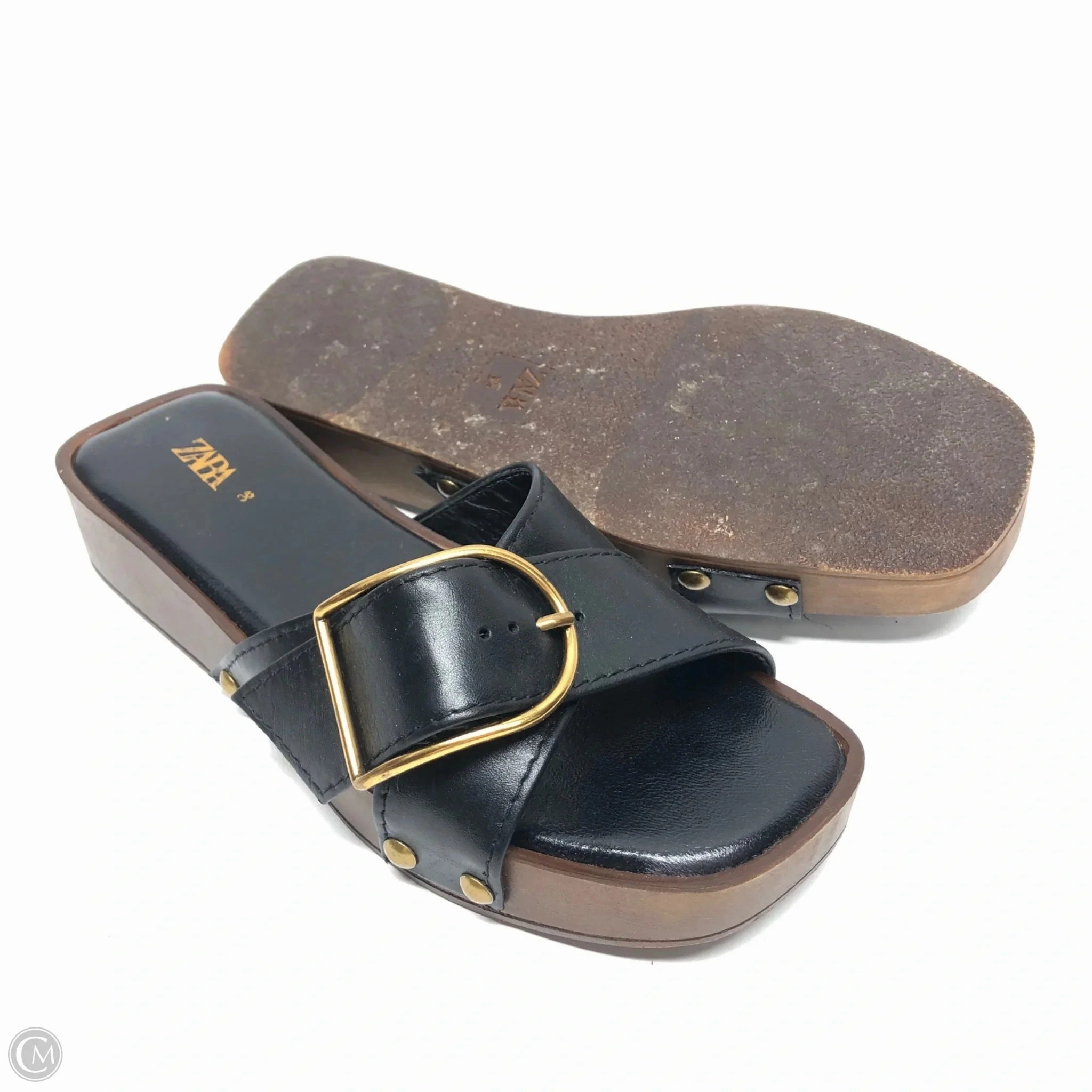 Sandals Heels Wedge By Zara In Black, Size: 8.5